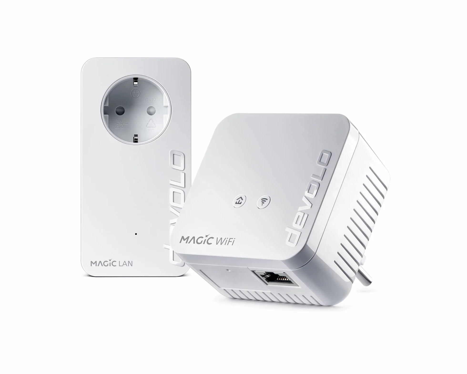 devolo Magic 1 - 1200 WiFi mini Starter Kit, Set compacto, 2 adaptadores Powerline para red doméstica segura (1200 Mbit/s, 1 x conexión Fast Ethernet LAN, WiFi de malla, tecnología G.hn) Blanco