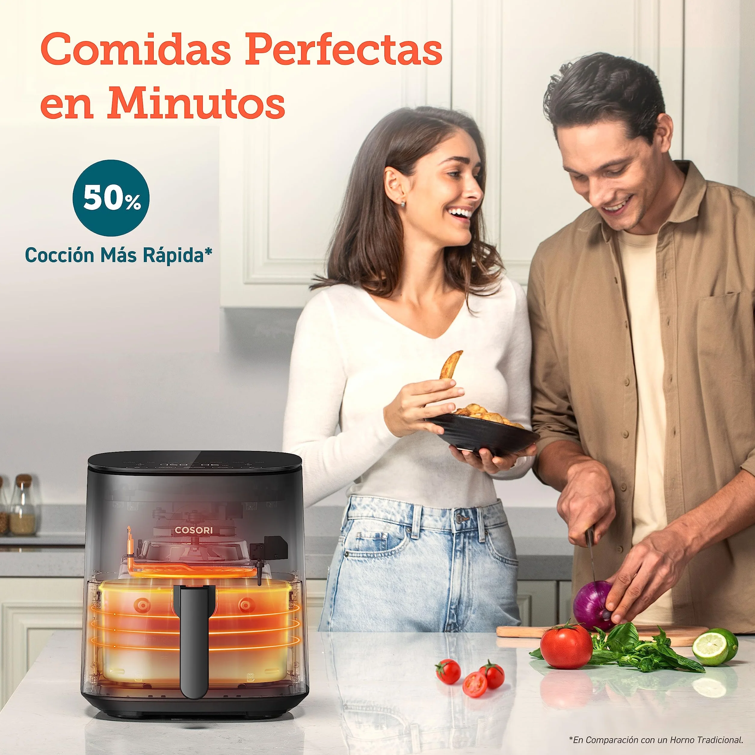 Cosori Freidora de Aire 4,7L 230°C Air Fryer 9 Programas Panel Táctil Gris L501