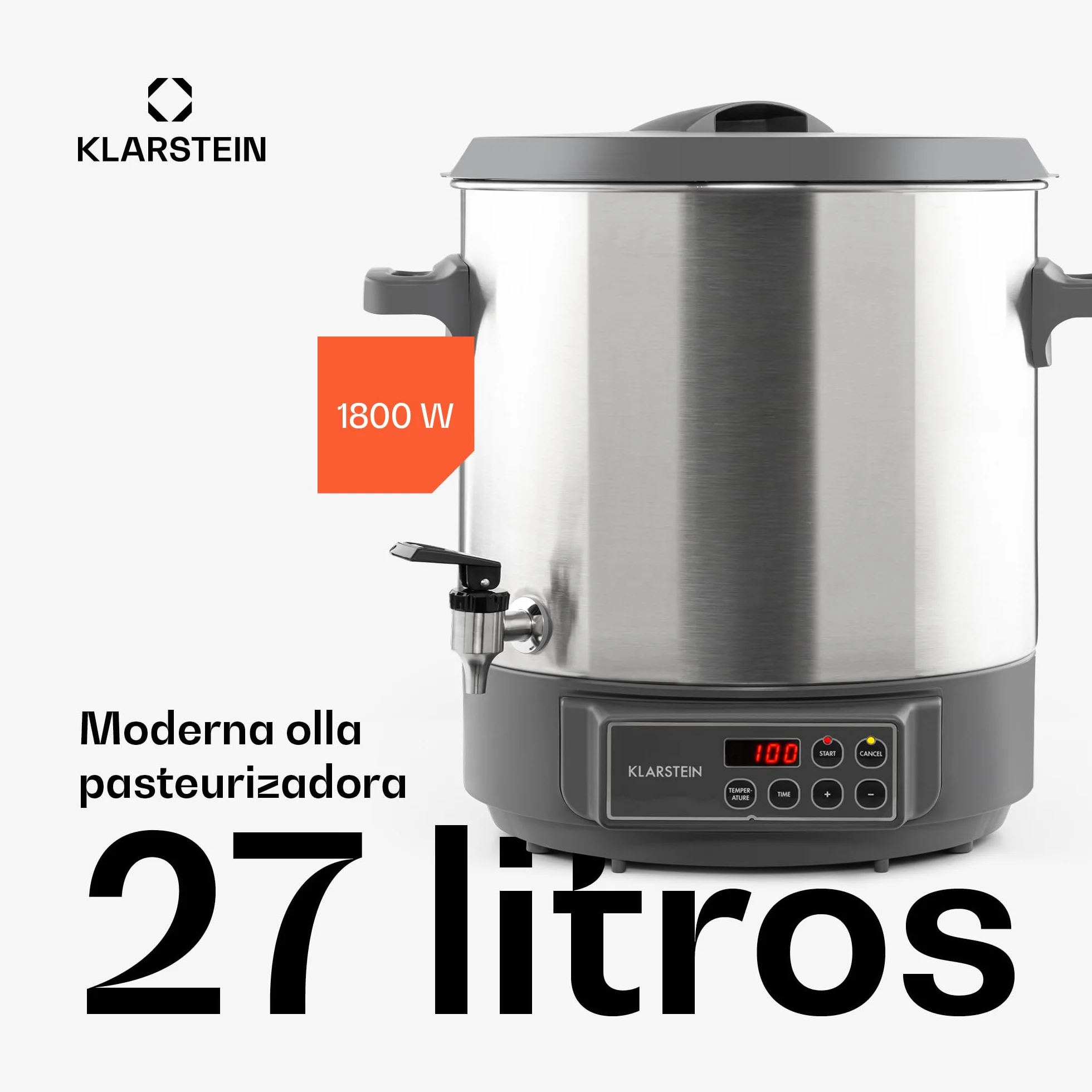 Klarstein Lady Marmalade olla para hacer mermeladas 27 litros 1800 W 30-100 °C acero inoxidable