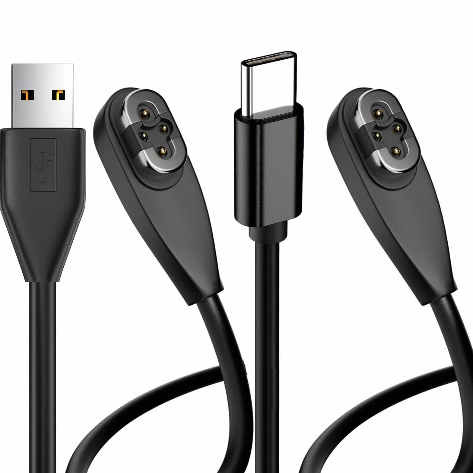Paquete de 2 cables de carga magnéticos compatibles con Shokz OpenSwim Pro S710 Bone Sound Conducting Earphone Charging Cable Type-C a 4Pin Magnetic Charging Cable USB y USB C a Shokz S710, 1