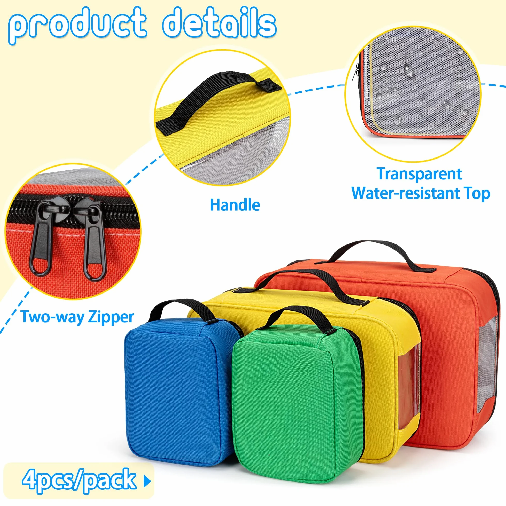 Rexmica 4 Piezas Bolsas para Guardar Juguetes, Bolsa de Viaje para Rompecabezas y Bloques
