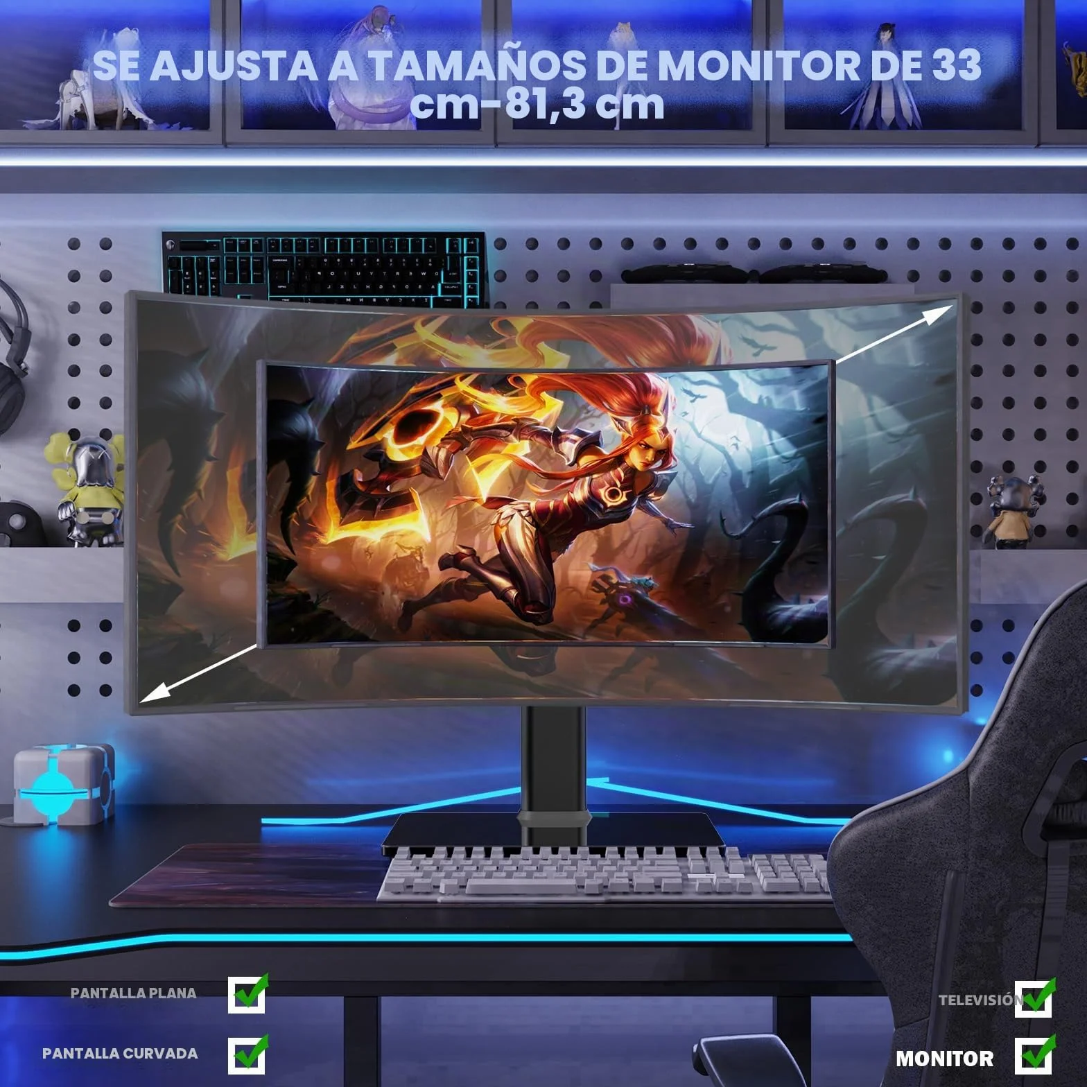 Hemudu Soporte TV Pie Universal 13 a 32 Pulgadas, Soporte TV Mesa Giratorio 100º, Soporte Monitor Altura Ajustable de 4 Niveles, Inclinable 25º, Rotación 360º, Max Peso 35 kg, Max Vesa 100x100 mm