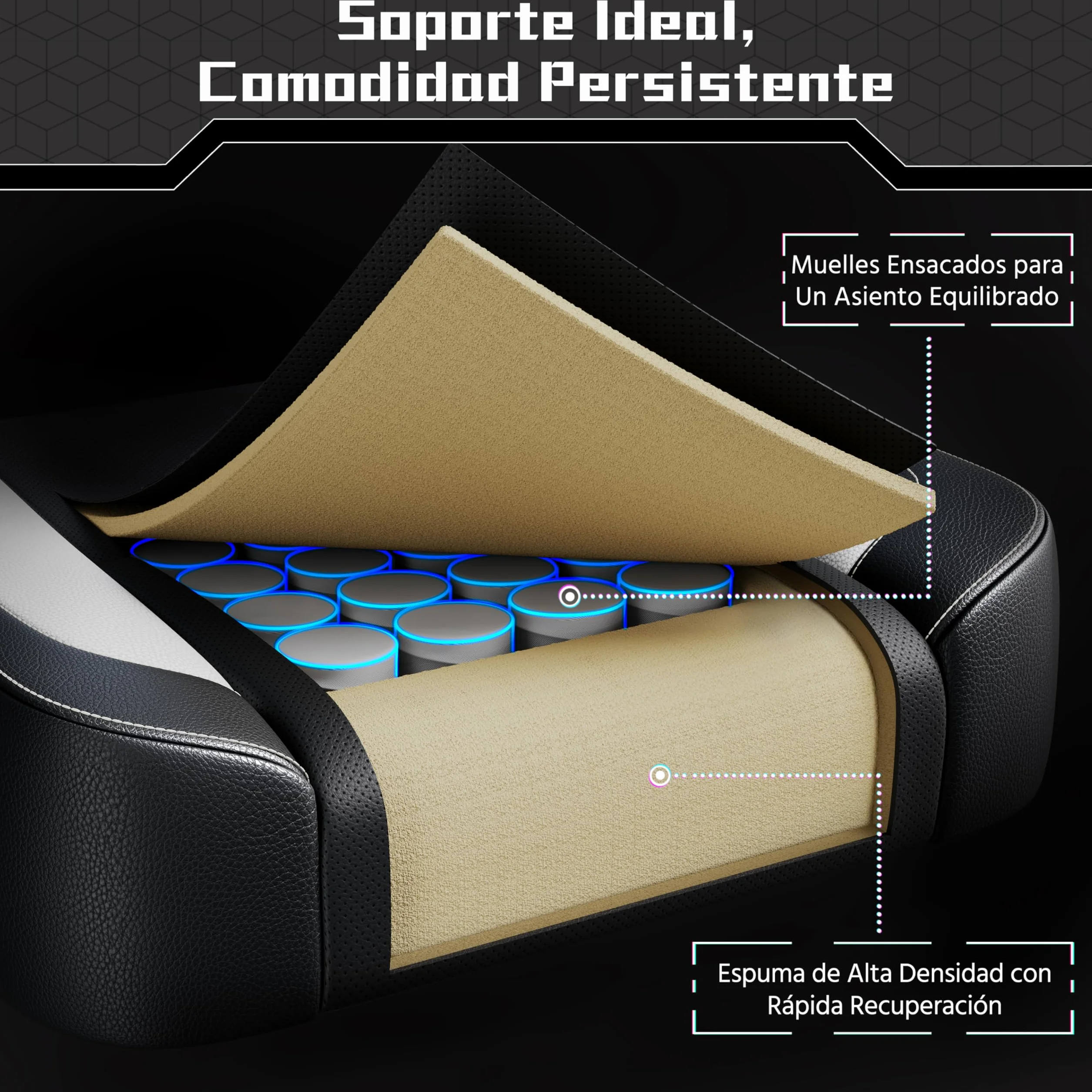 Yaheetech Silla Gaming Ergonómica con Respaldo Alto, Masaje Lumbar, Reposacabezas y Reposapiés, Ajustable, Negra/Blanca