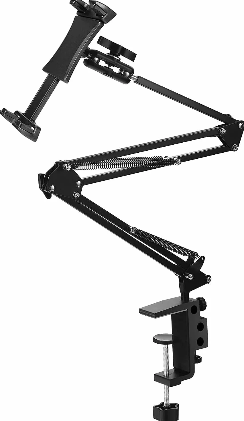 Soporte tableta,QZT soporte de metal para teléfono con brazo ajustable, rotación de 306°para iPad Pro12.9/iPhone 12/Samsung Tab y otros dispositivos de 4-13 pulgadas, adecuado para cama/oficina/cocina