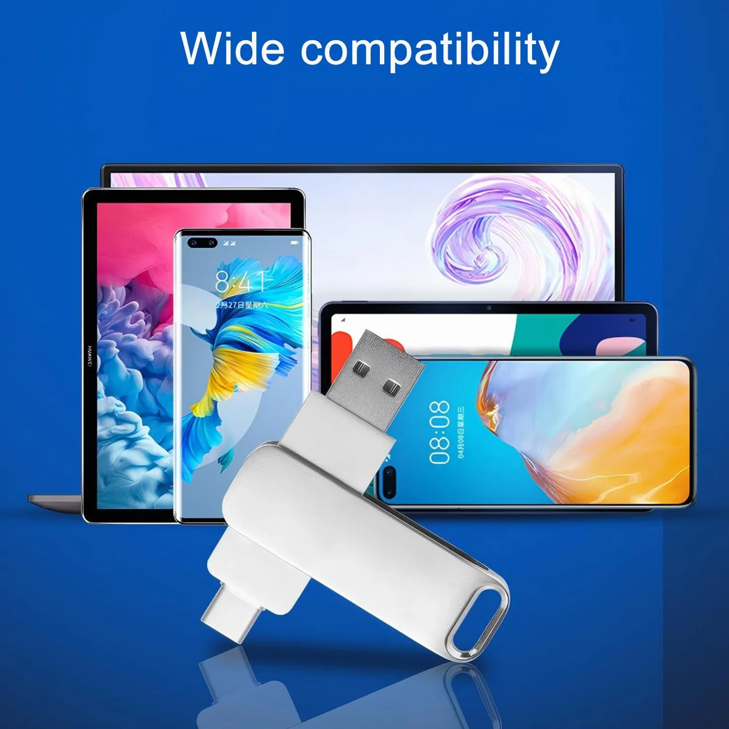 Memoria USB 512GB, Pen Drive USB C 2 en 1 OTG Dual Flash Drive Metal Memory Stick para PC, Tabletas, Macbook, Estéreo de Automóvil, Smartphones,TV