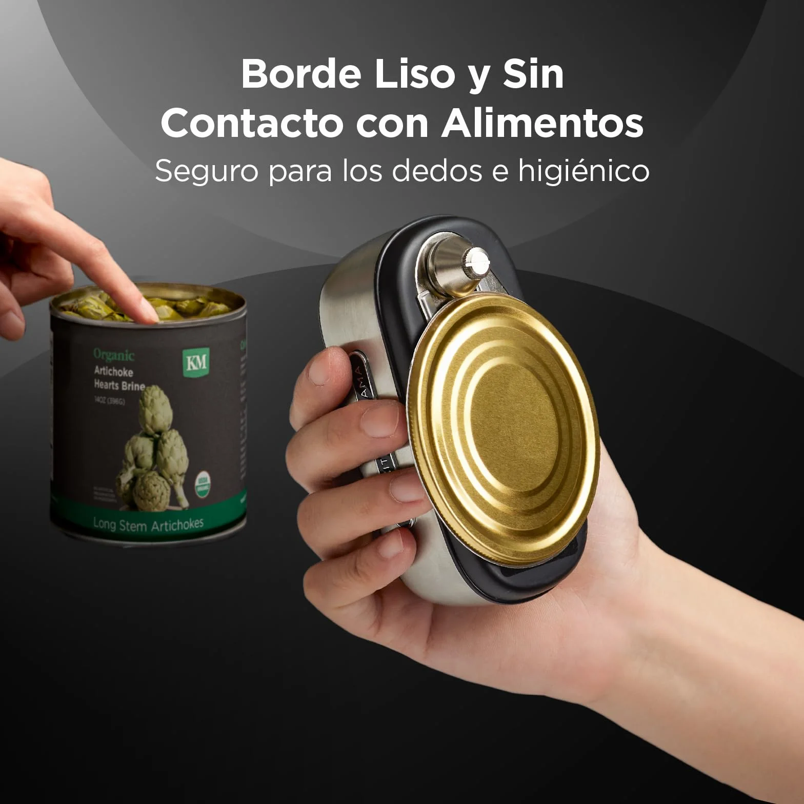 Kitchen Mama Orbit One Abrelatas Recargable Manos Libres Carga Tipo C Apagado Automático Acero Inoxidable