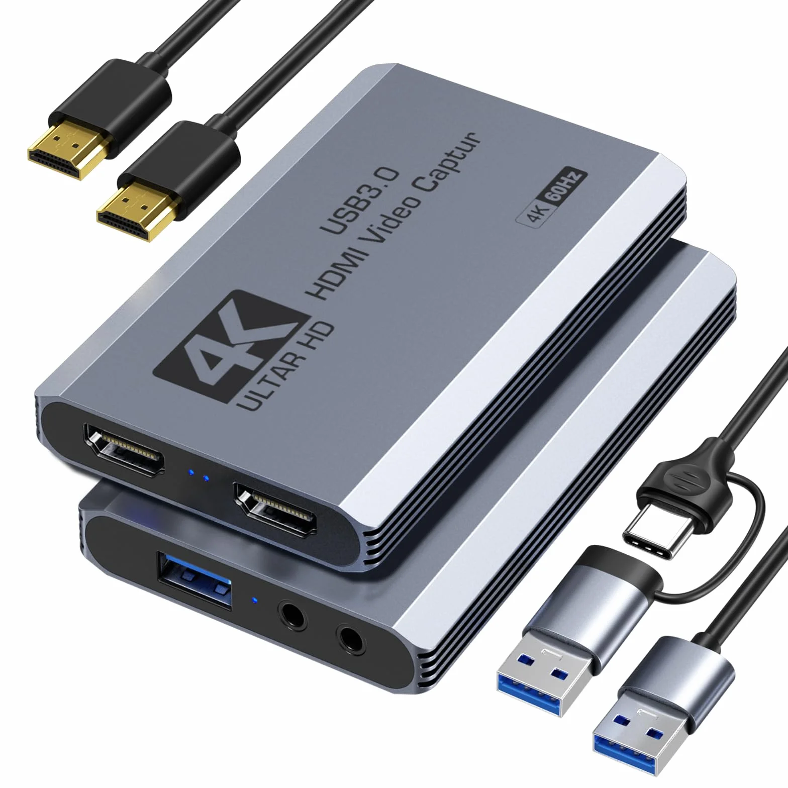 XIIXMASK Tarjeta de captura de video, tarjeta de captura USB 3.0 4K HDMI Loop-Out, 4K 60FPS/1080P 240FPS captura de videojuegos para PS5/cámara/PC/transmisión