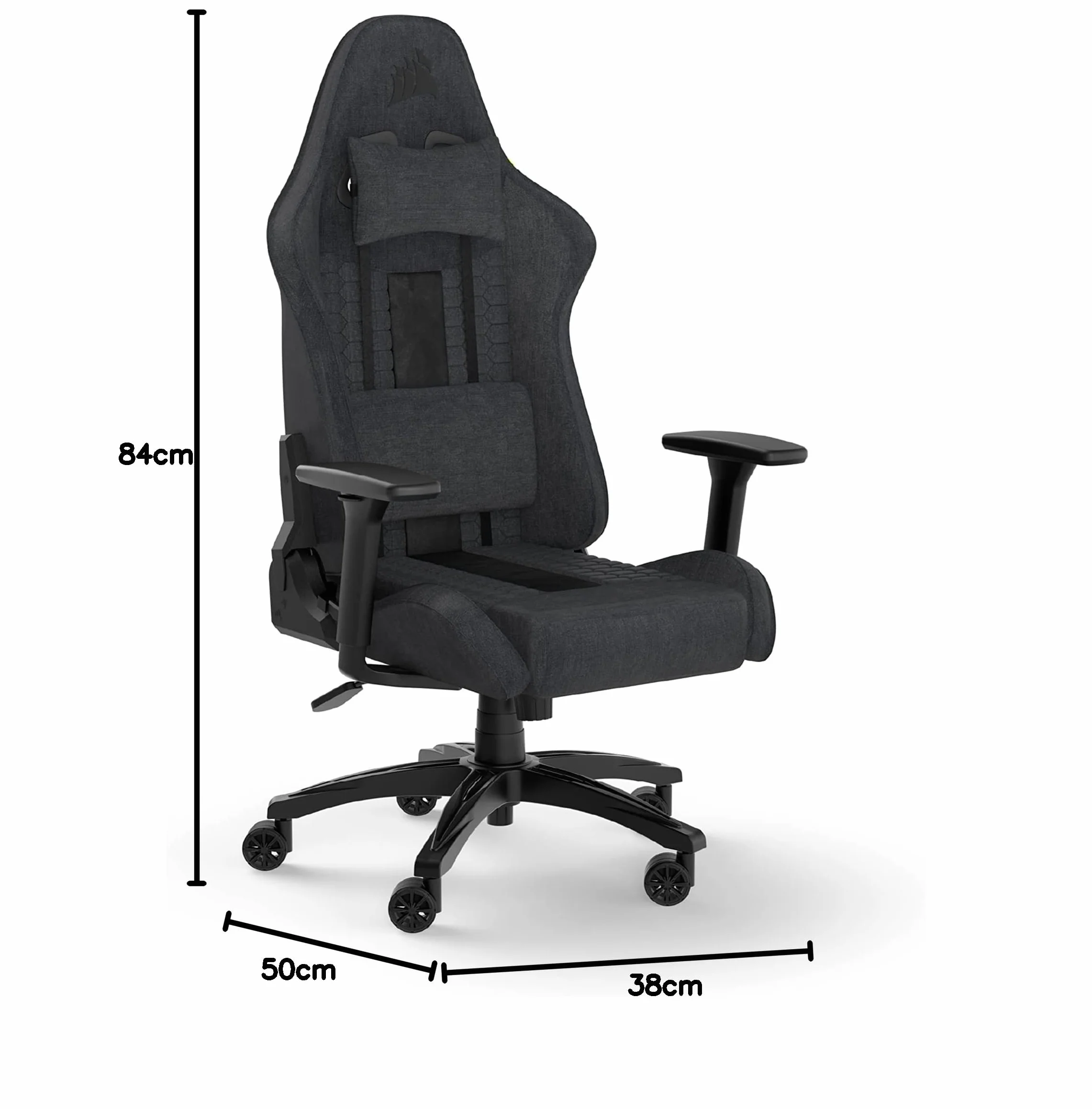 Corsair TC100 Relaxed Silla para Juegos Gris y Negro Tela Cojín Lumbar Almohada Cervical Espuma Viscoelástica