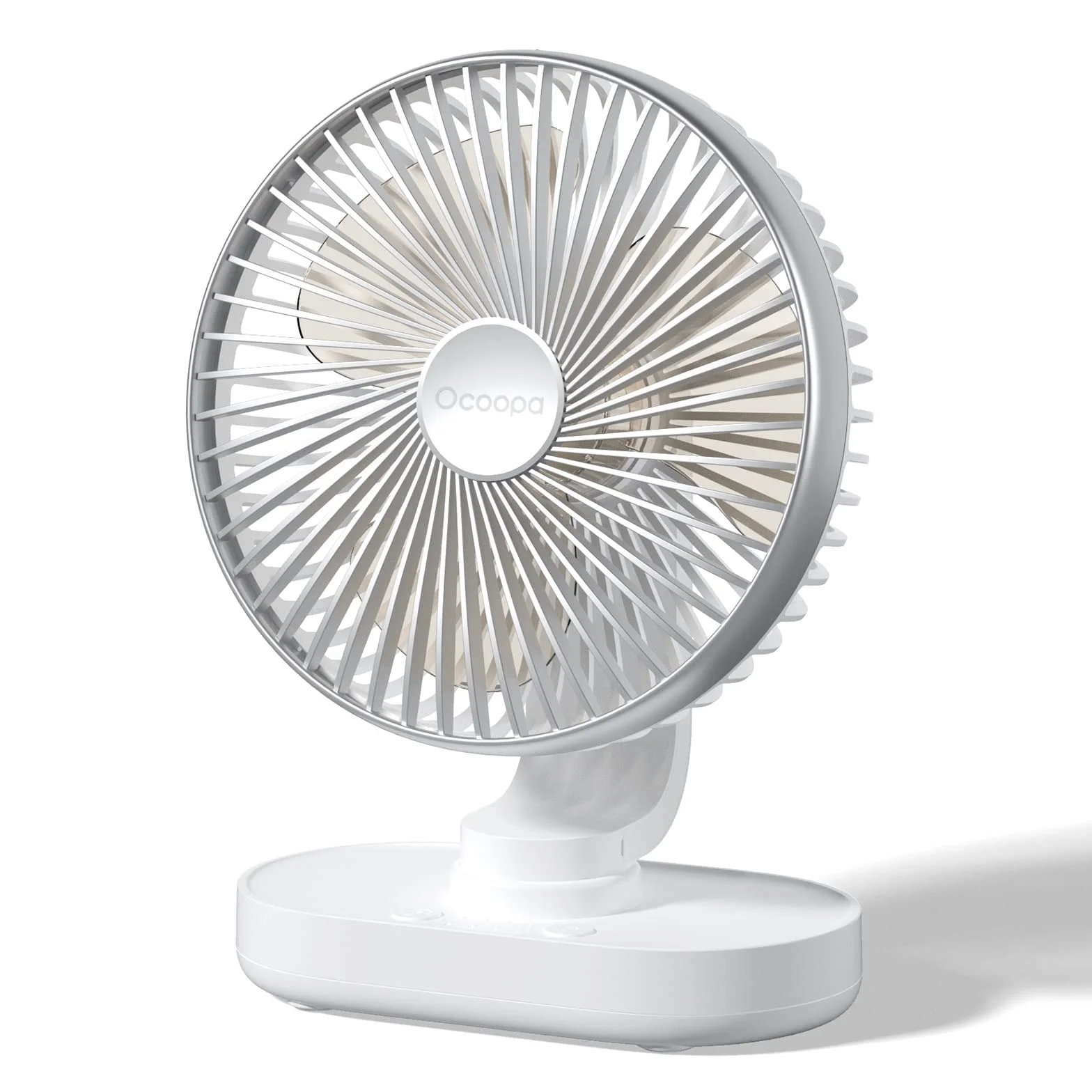 OCOOPA Ventilador Silencioso USB, 16cm Oscilante Ventilador de Escritorio y Batería Recargable 4000mAh, Ventilador de Mesa Portátil, 4 Velocidades para el hogar, cocina, dormitorio, oficina, Plata