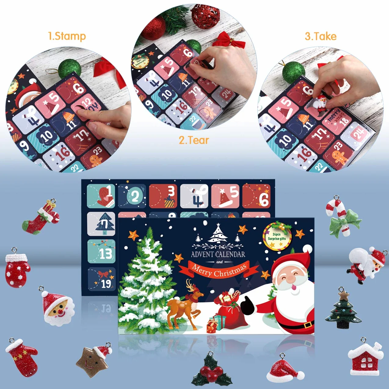 LEMESO Calendario de Adviento Decoración Colgante Árbol Navidad 24 Adornos Bisutería DIY