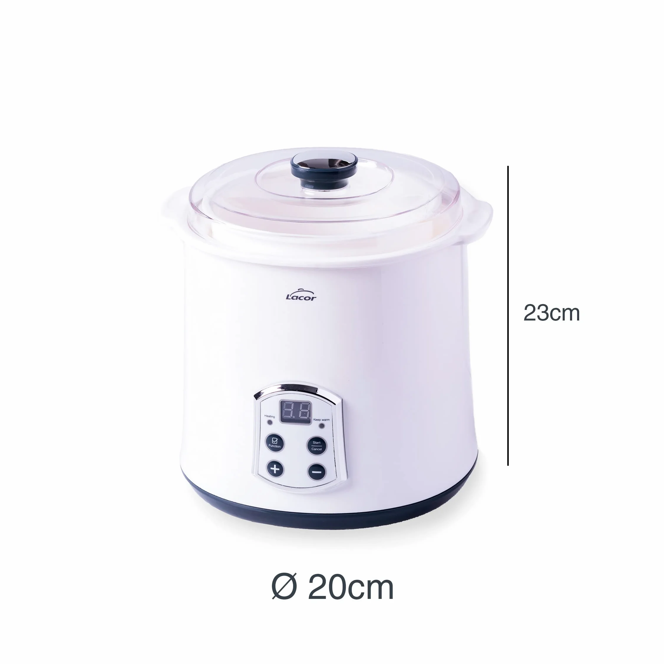 Lacor Yogurtera Maxi supersilenciosa 2L Temporizador 48h Pantalla LED Ø20x23cm Blanco