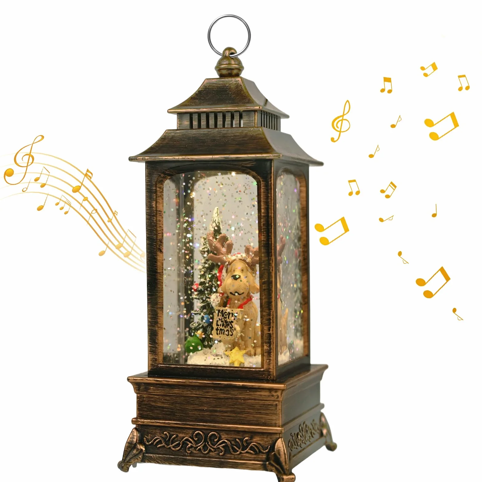 Globos de Nieve Navideños Musicales Giratorios, Linterna USB Pilas Extra Grande Decoración Navidad