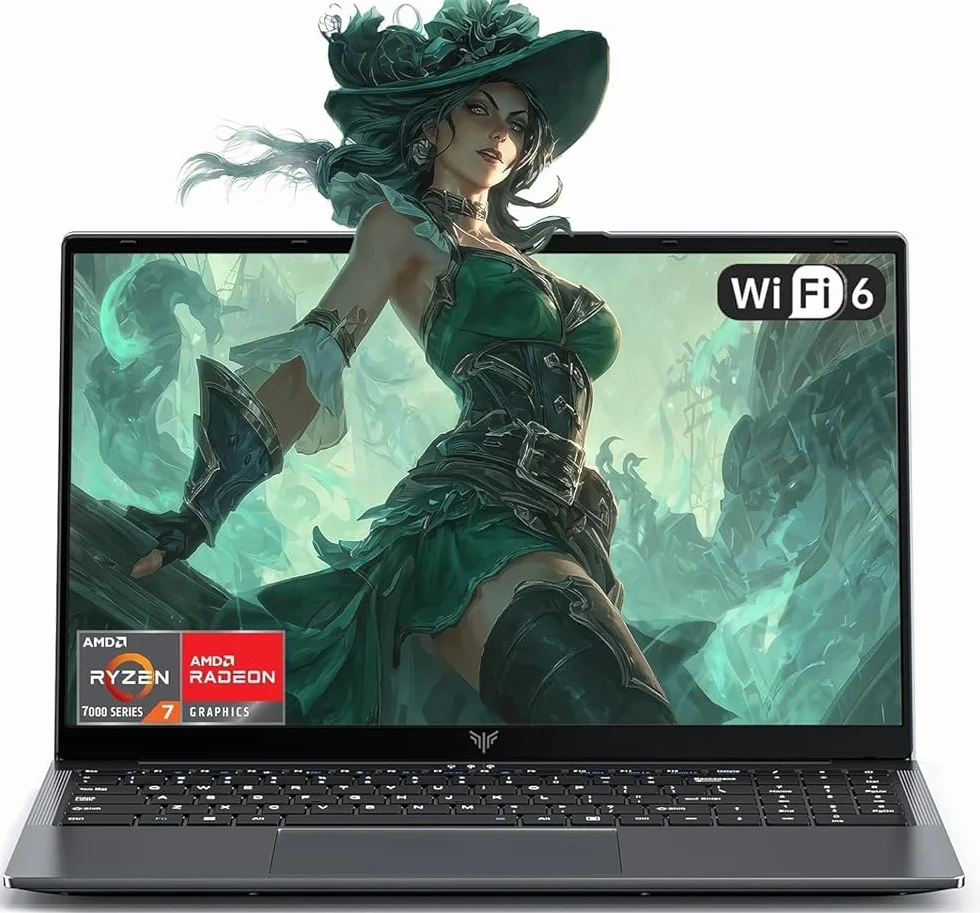 Ordenador Portátil para Juegos de 15,6 Pulgadas con AMD Ryzen 7 5700U,16 GB RAM, 512 GB SSD, Tarjeta Gráfica Radeon, WiFi 6, BT 5.2, HDMI, Type-C, USB 3.2,Portátiles de Alto Rendimiento