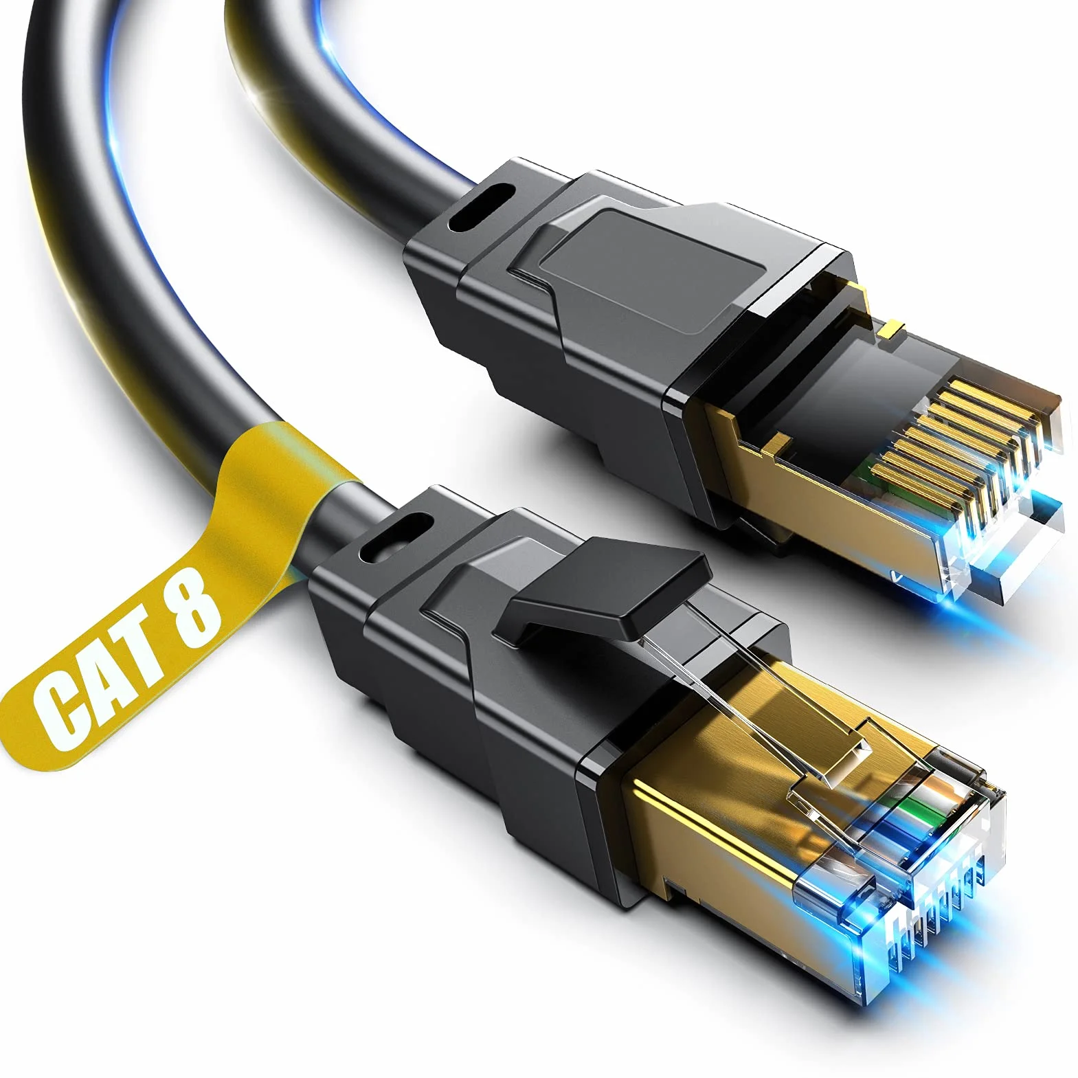 Vabogu Cable Ethernet Cat 8 de 40 pies, 40 Gbps, 2000 MHz, cable de red de alta velocidad | Cable LAN RJ45 blindado chapado en oro de 26 AWG, para enrutador PS5 para juegos