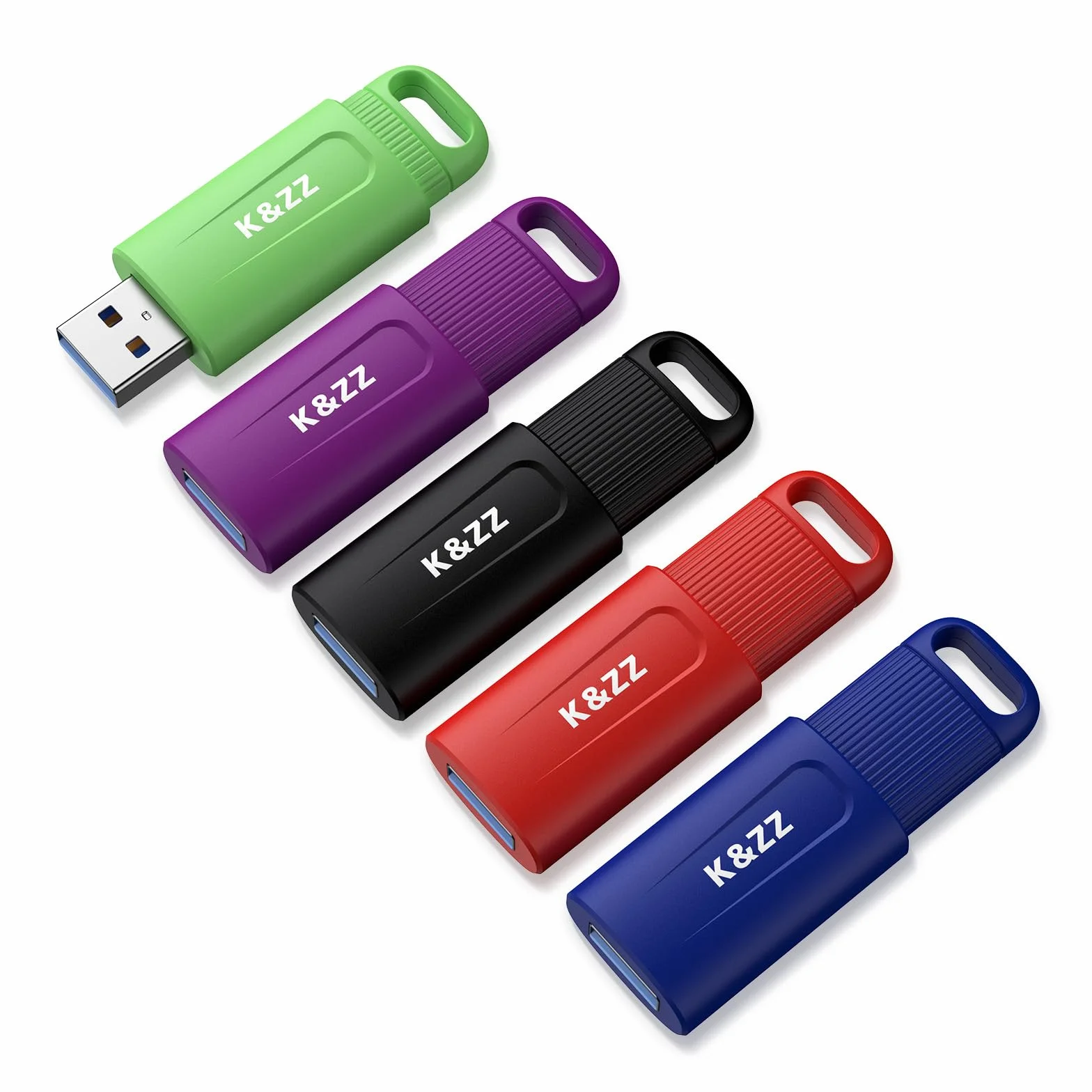 K&ZZ Unidades flash USB de 32 GB, paquete de 5 unidades retráctiles de 32 GB, memoria USB 3.0 para laptop, tableta, Smart TV (colores mezclados, 5 piezas)