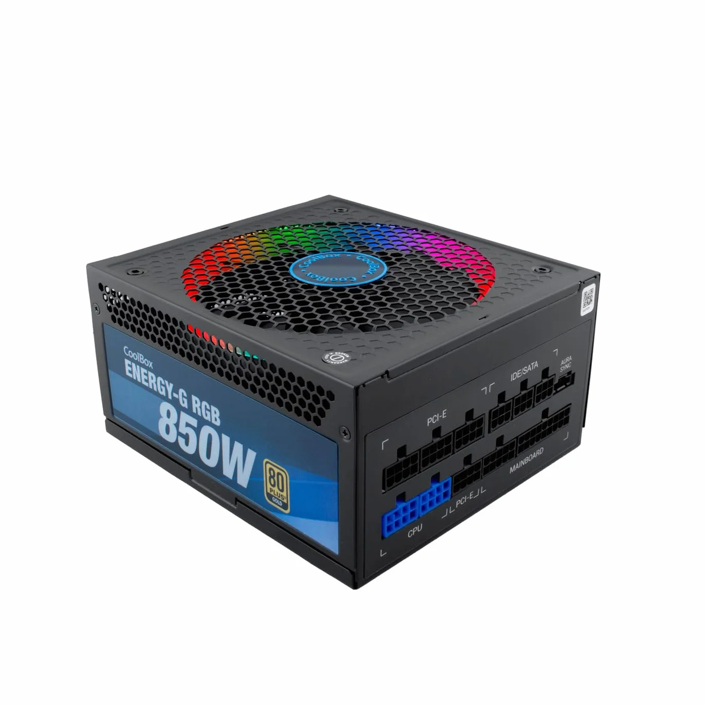 CoolBox Energy-G - Fuente de alimentación PC 850W Gaming, 80 Plus Gold, Full Modular, iluminación ARGB, ATX 12V, Compatible con Nvidia RTX Serie 30. Color Negro