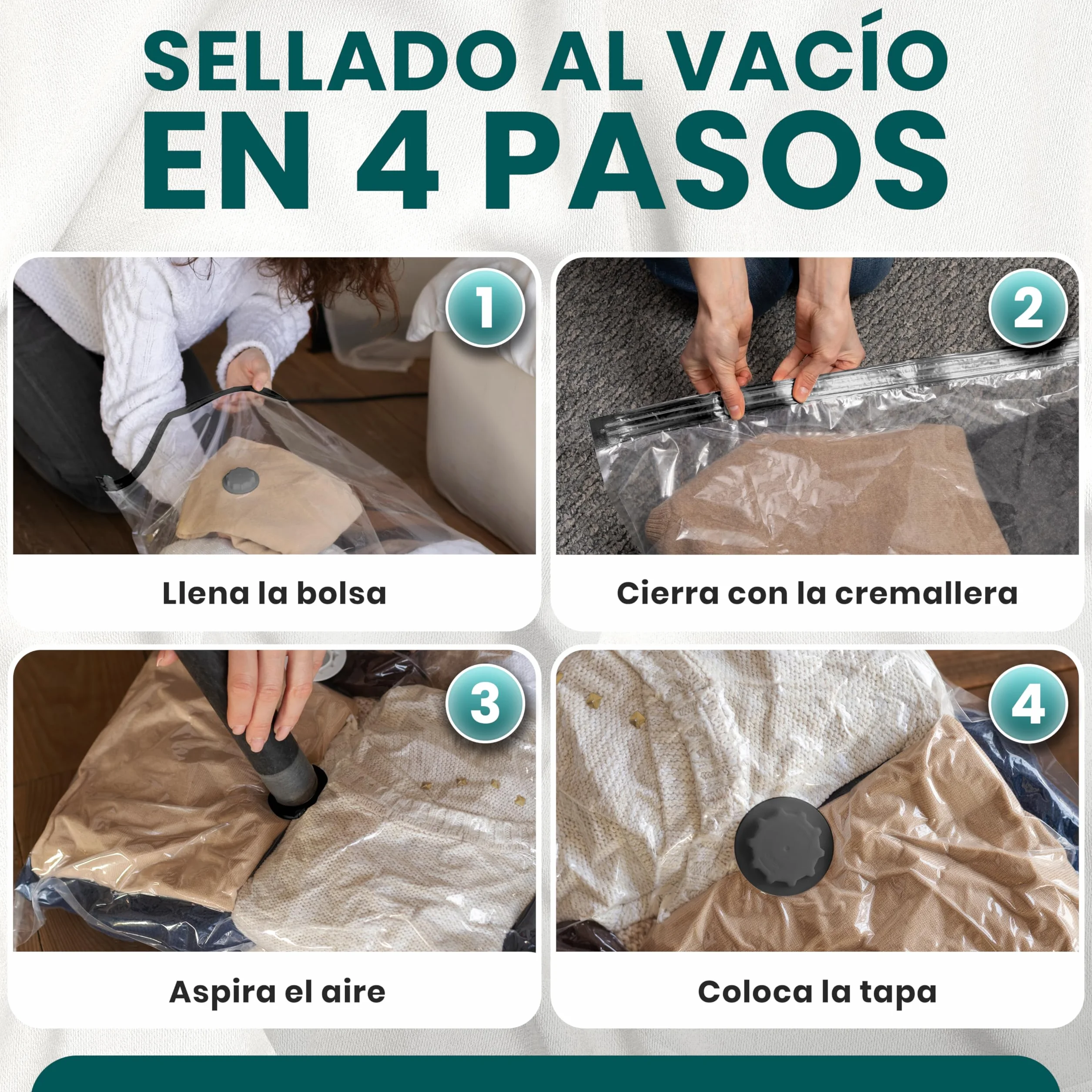 Bolsas al Vacío Extra Grandes myHodo 6 Piezas Jumbo 80x120cm Reutilizables para Edredones y Textiles