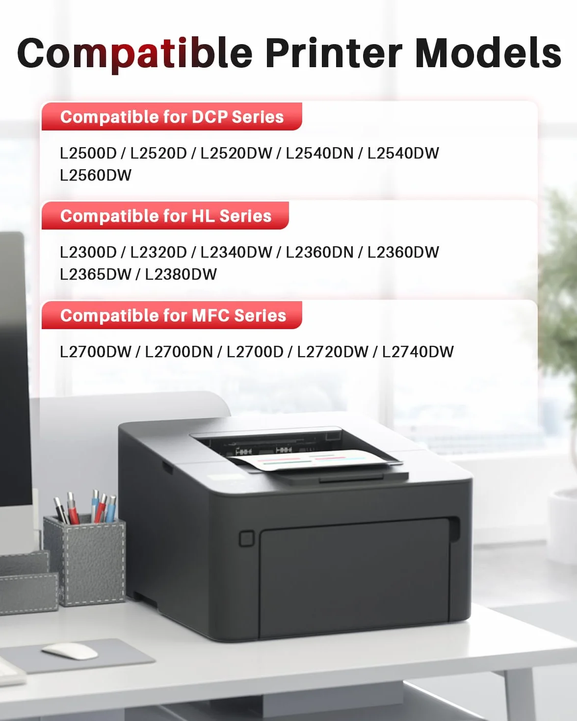 TN2320 Tóner Compatible con Brother TN2320 TN-2320 TN-2310 Toner para Brother MFC-L2700DW HL-L2300D HL-L2340DW DCP-L2520DW DCP-L2500D DCP-L2540DN MFC-L2720DW MFC-L2740DW (2 Negro)