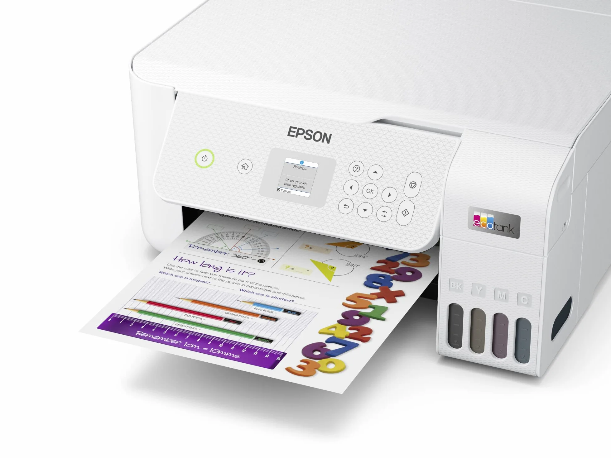 Epson EcoTank ET-2826, Impresora WiFi A4 Multifunción con Depósito de Tinta Recargable y Pantalla LCD, 3 en 1: Impresión, Copiadora, Escáner, Mobile Printing, Blanco