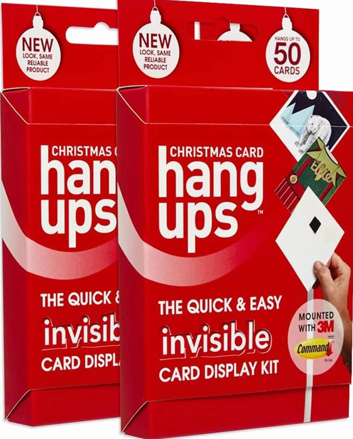 Hang Ups Juego de dos tarjetas de Navidad con tiras de comando 3M que no dejan marcas