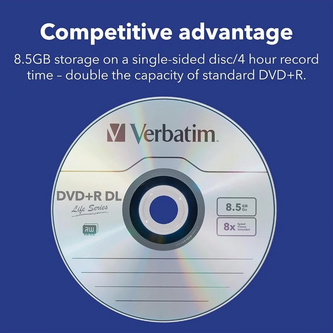 Verbatim DVD Doble Capa DVD+R DL 8.5 GB / 240 min 8x, Full printable White No ID, 50 piezas en caja