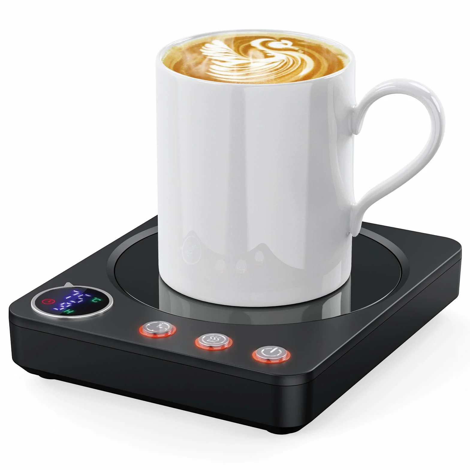 HOMEASY Calentador de Tazas, 30W para Tazas Eléctrico con 3 Configuraciones de Temperatura 4H Apagado Automático para Escritorio Agua Caliente Té Leche Calentador Regalo Negro