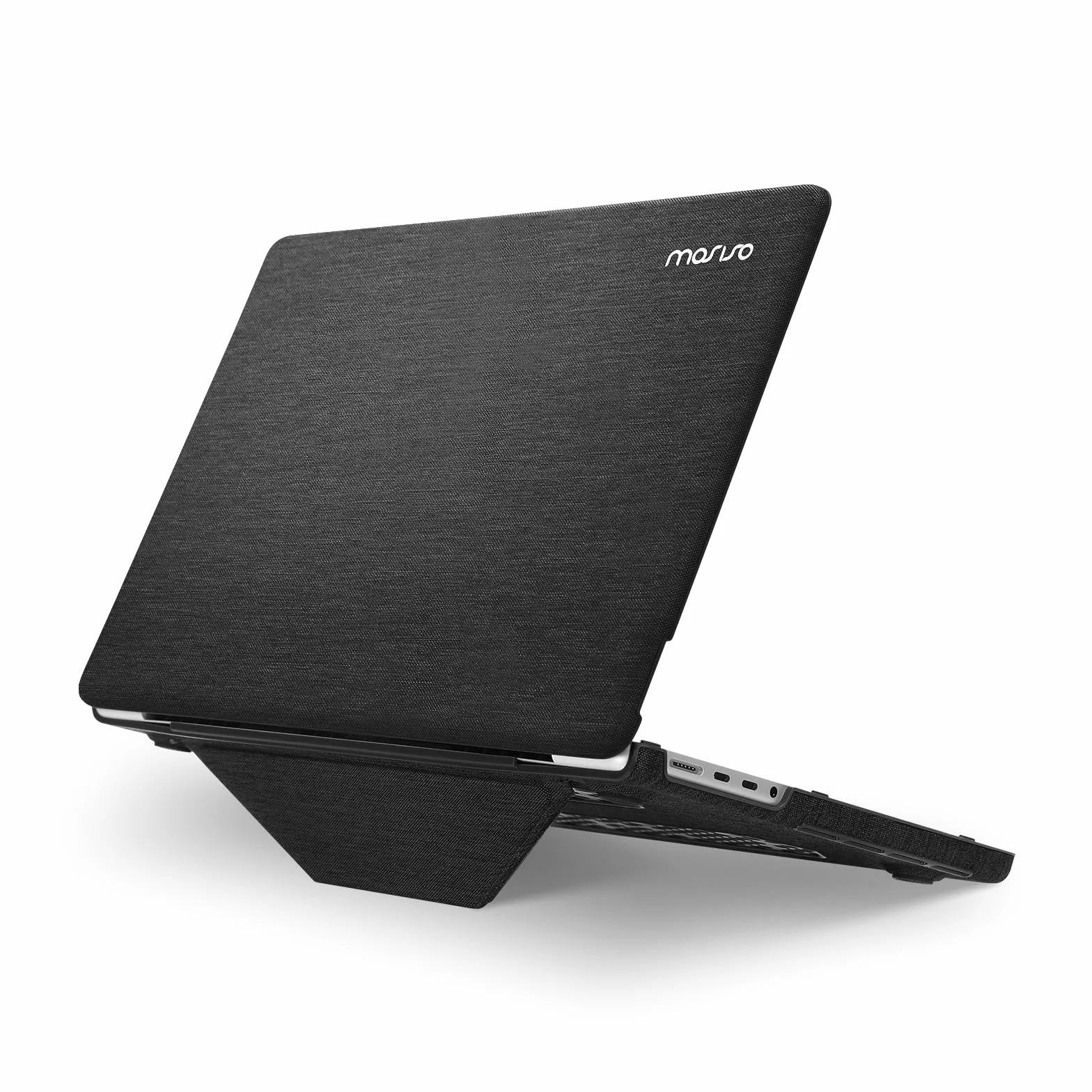 MOSISO Funda Compatible con MacBook Pro 14 Pulgadas 2025 2024 2023-2021 M5 M4 M3 M2 M1 A3434 A3112 A3185 A3401 A2918 A2992 A2779 A2442, Carcasa Tejido Punto Tapa con Base Apoyo,Negro