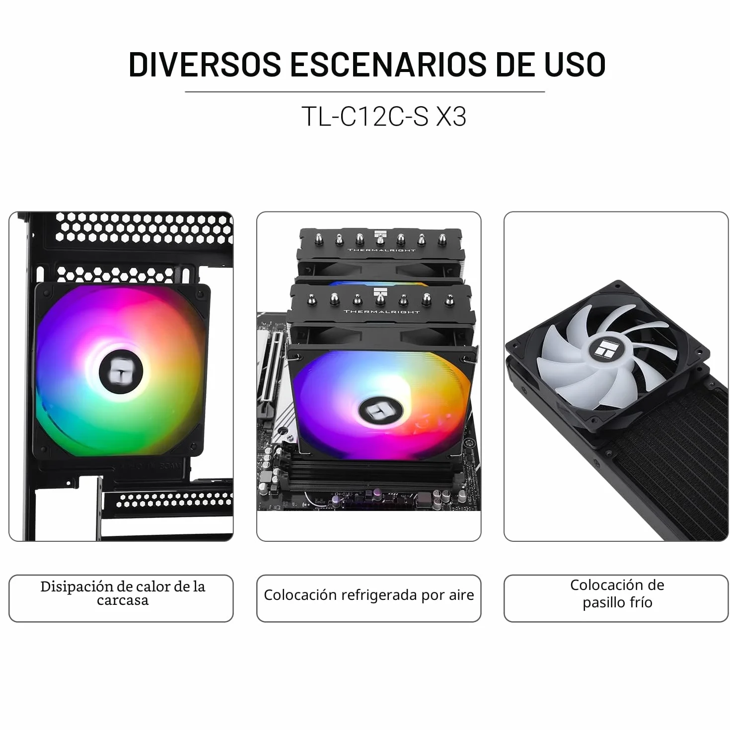 Thermalright TL-C12C-S X5 Ventilador de CPU de 120 mm ARGB, Silencioso Para Ordenador PWM Con Rodamiento S-FDB, Hasta 1550 RPM, Para PC