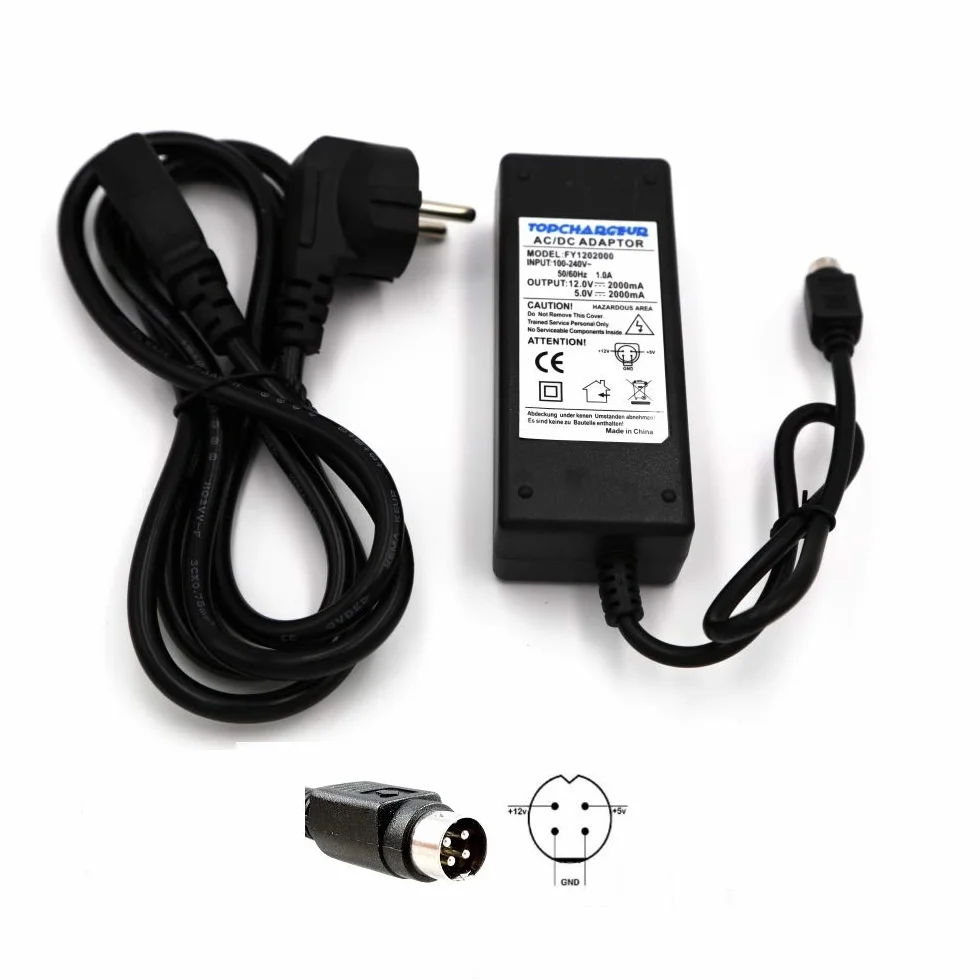 Top CHARGEUR * Adaptador Alimentación Cargador Corriente 12V 5V 2A 4 Pin Reemplazo Recambio Disco Duro Multimedia Wattac BA0362ZI-8-A02, Incluye Cable de Alimentación