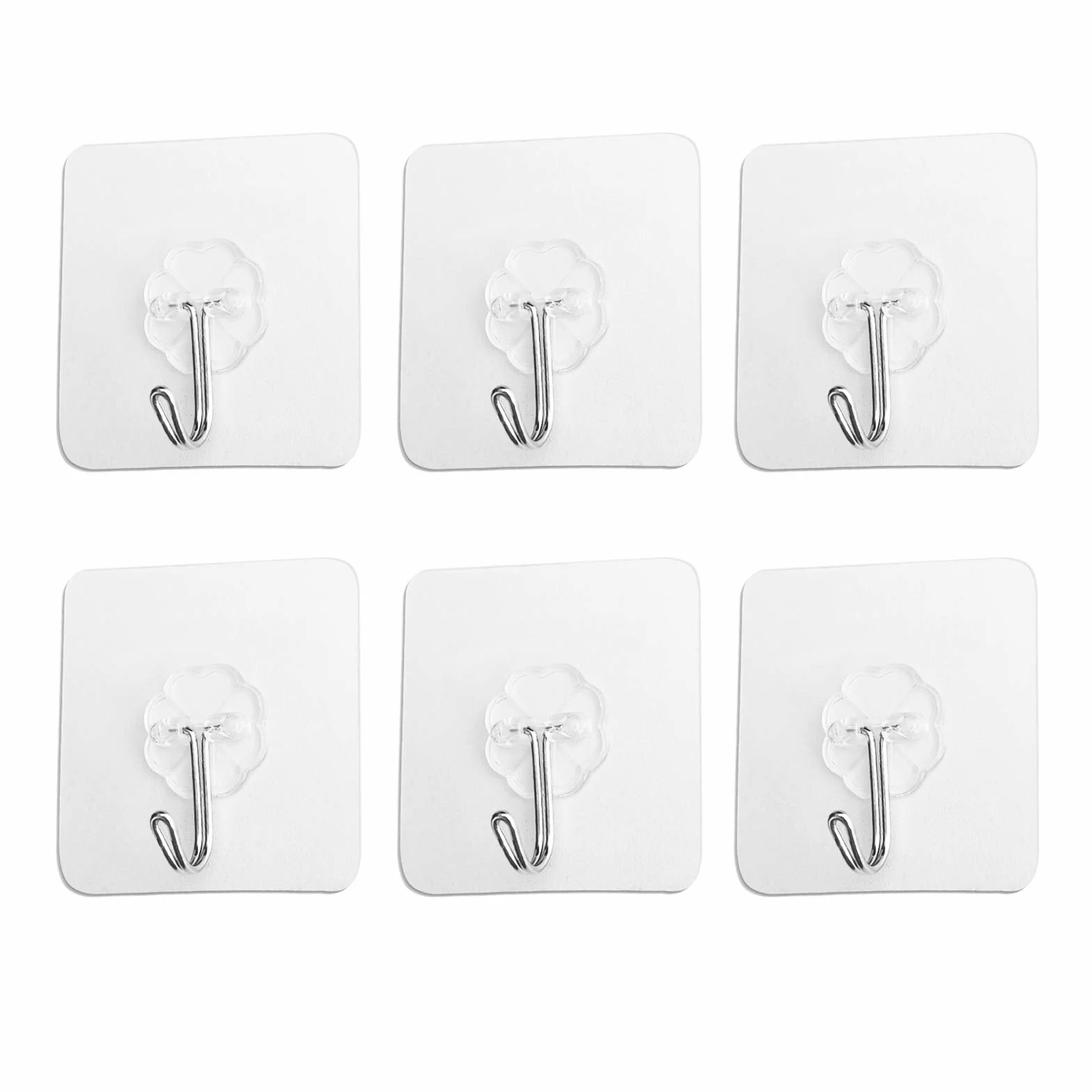 Ganchos Adhesivos Transparentes 70mm Impermeables Sin Clavo para Pared - 6 Piezas