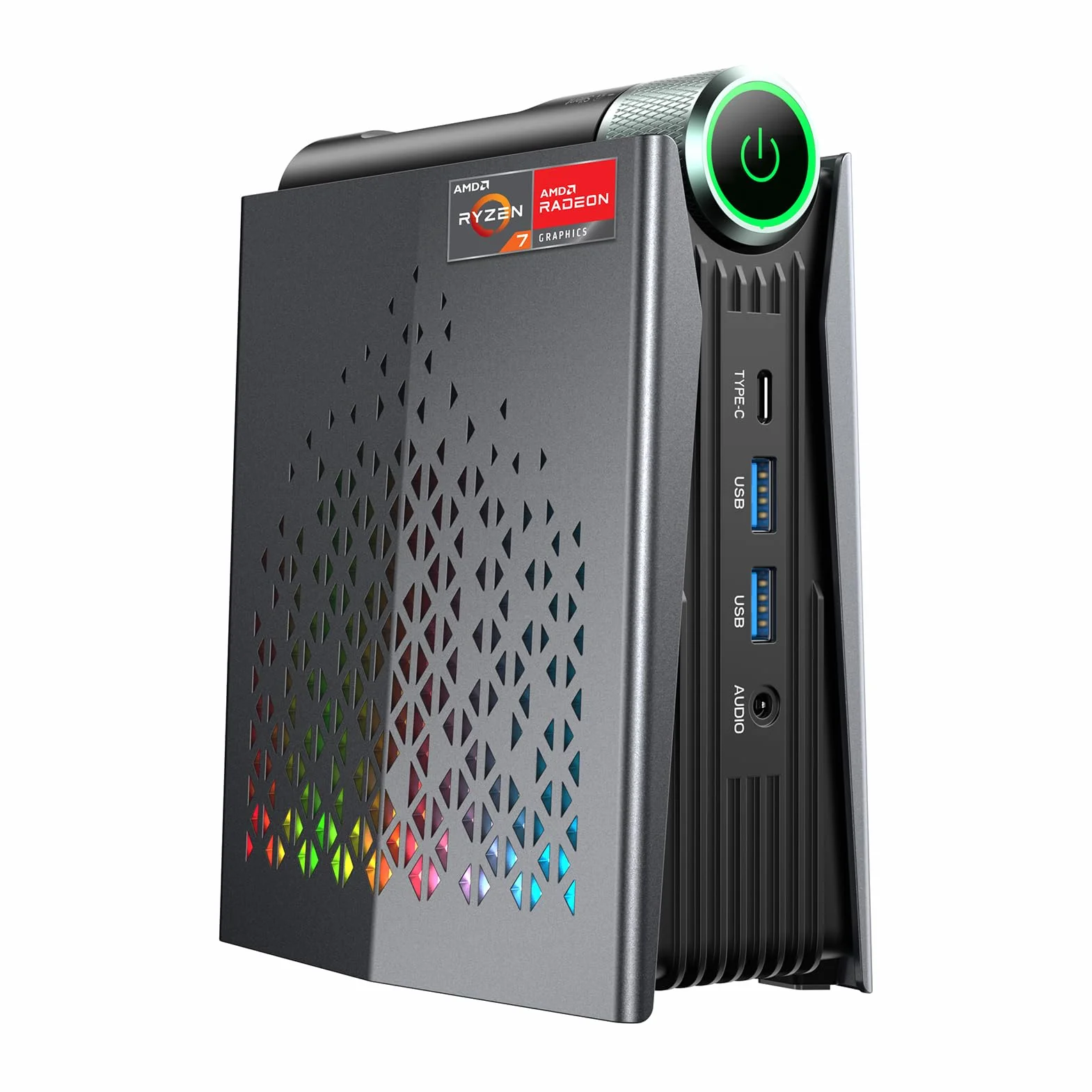 ACEMAGICIAN AMD Ryzen 7 8745HS (hasta 4,9 GHz) Mini PC, 16 GB DDR5 512GB SSD, AMD Radeon 780M Mini Ordenador, Luces RGB, 3 Modos (Auto/Eco Silencio/Rendimiento)