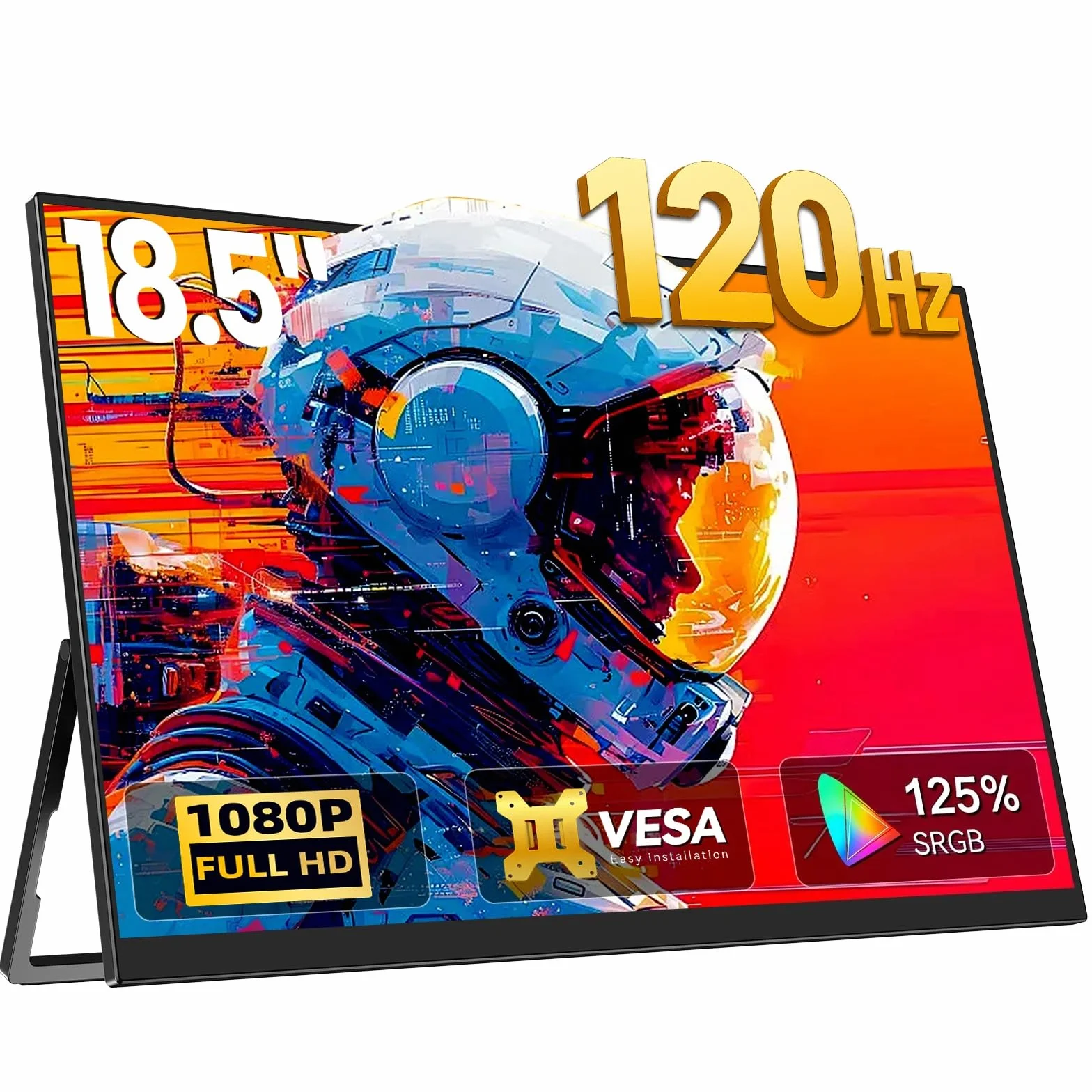 Newsoul Monitor Portatil 18.5 Pulgadas 120Hz, Pantalla portatil 1080P IPS Mate HDR, 2000:1, 125% sRGB con USB-C/HDMI para Portátil/PC/PS5/Xbox, Compatible VESA