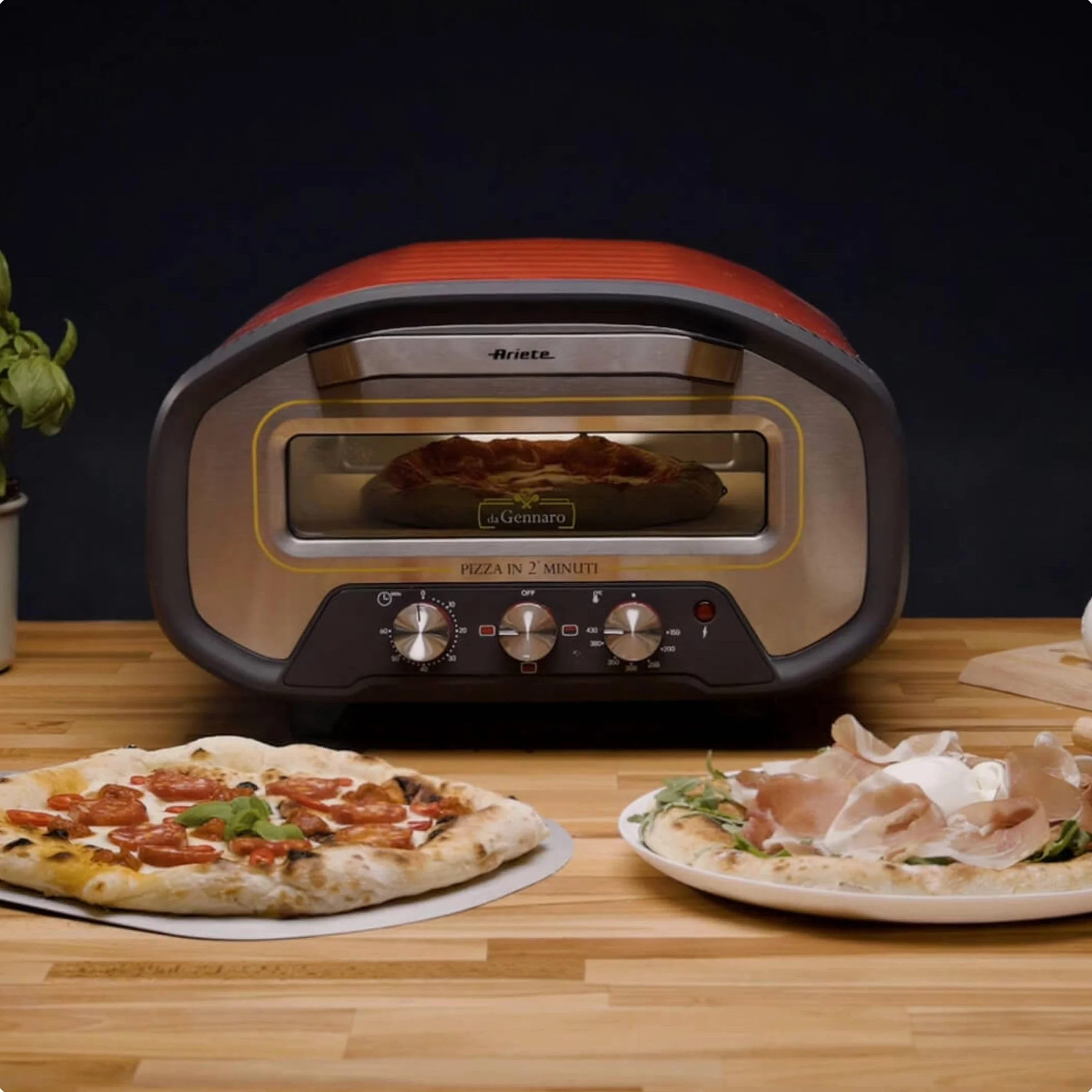 Ariete 3901 Da Gennaro Horno para pizza 2200 W 430 °C piedra refractaria rojo