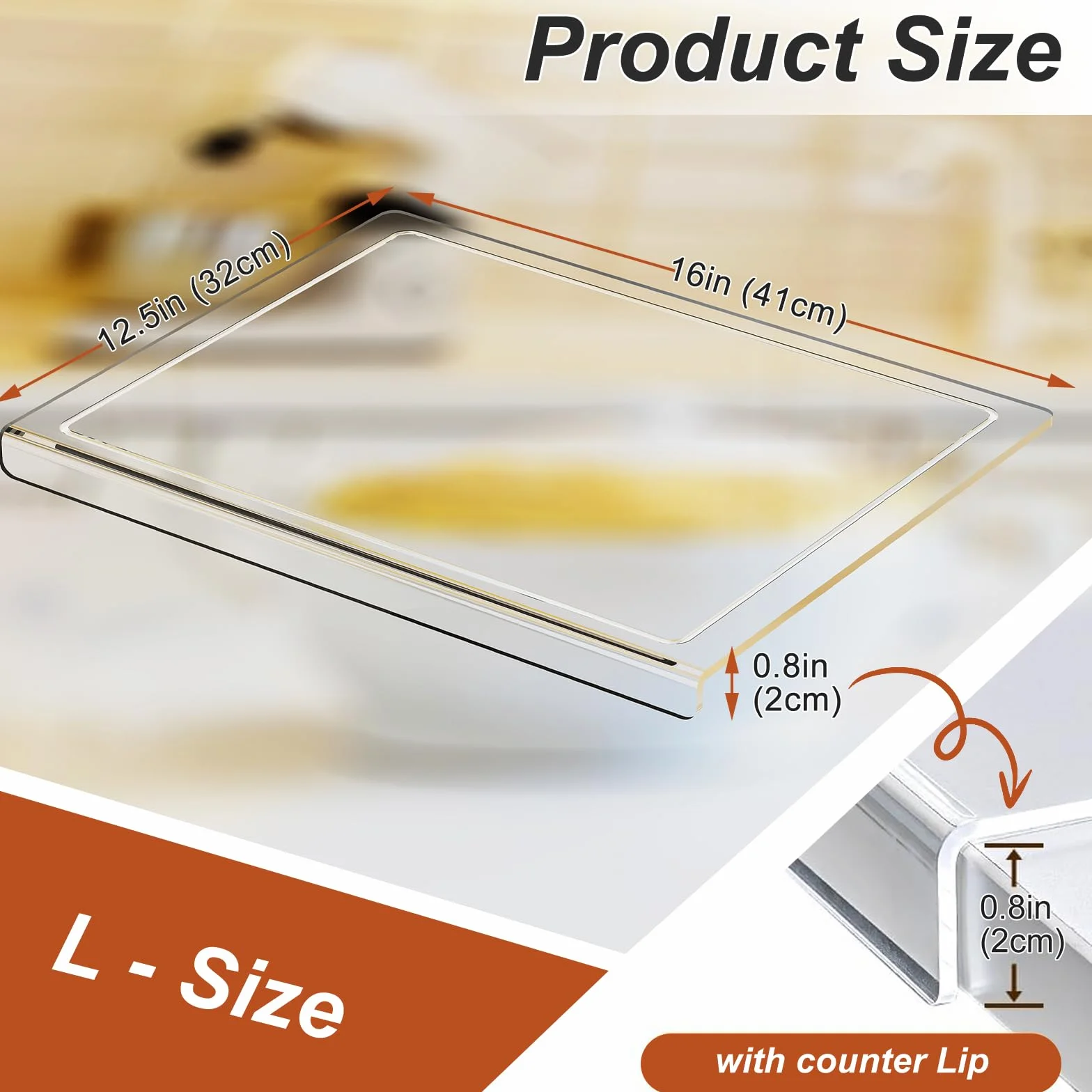 JJL Tabla de cortar acrílica 41x32 cm antideslizante transparente con ranura de jugo sin BPA