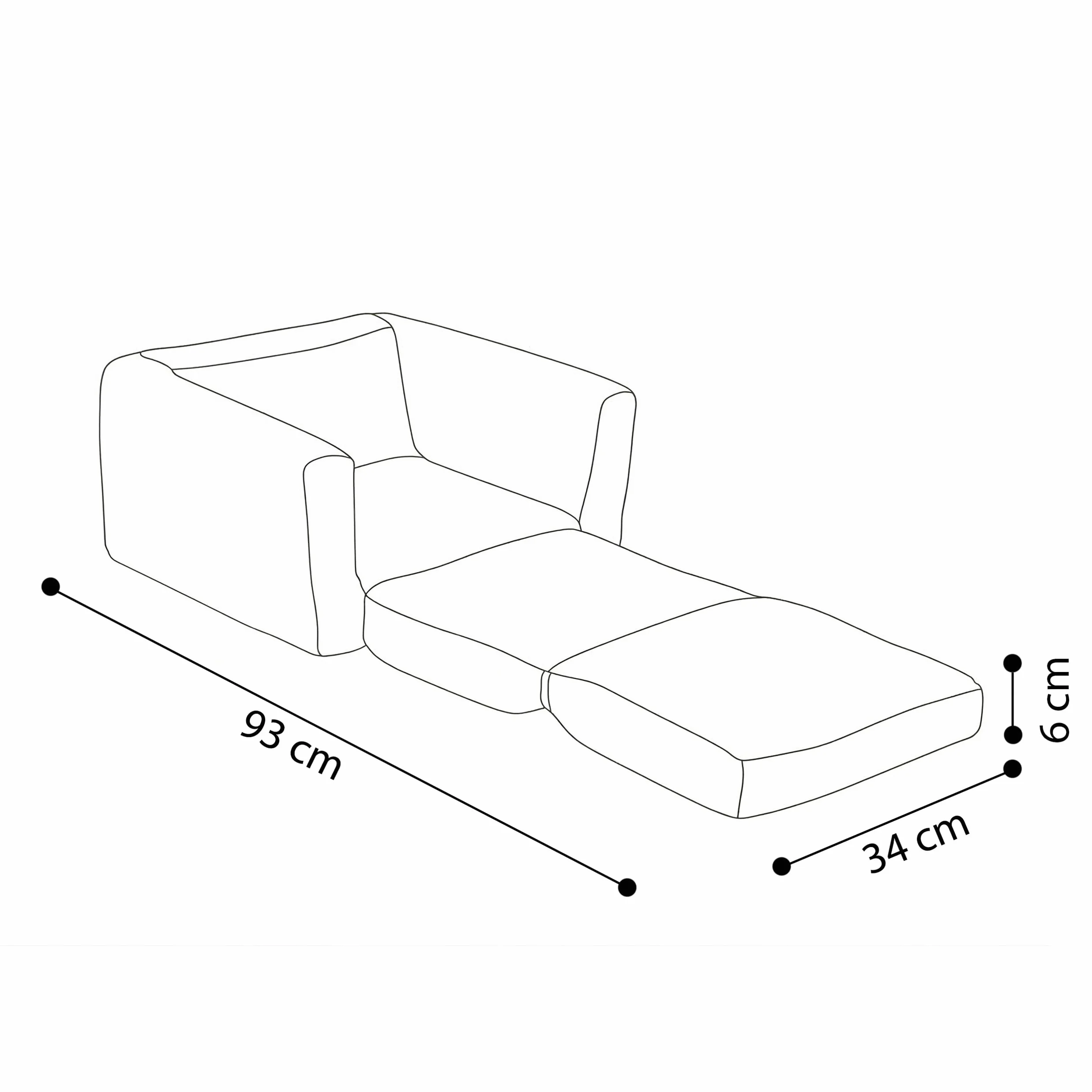 MISIOO Sillón infantil CUBIE de pana plegable para niños y bebés suave habitación infantil