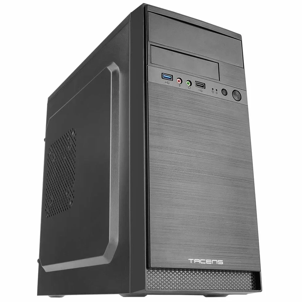 TACENS ANIMA AC4, Caja de Ordenador Minitorre MicroATX, Soporte de Ventilación, USB 3.0, Acabado Aluminio Pulido, Negro