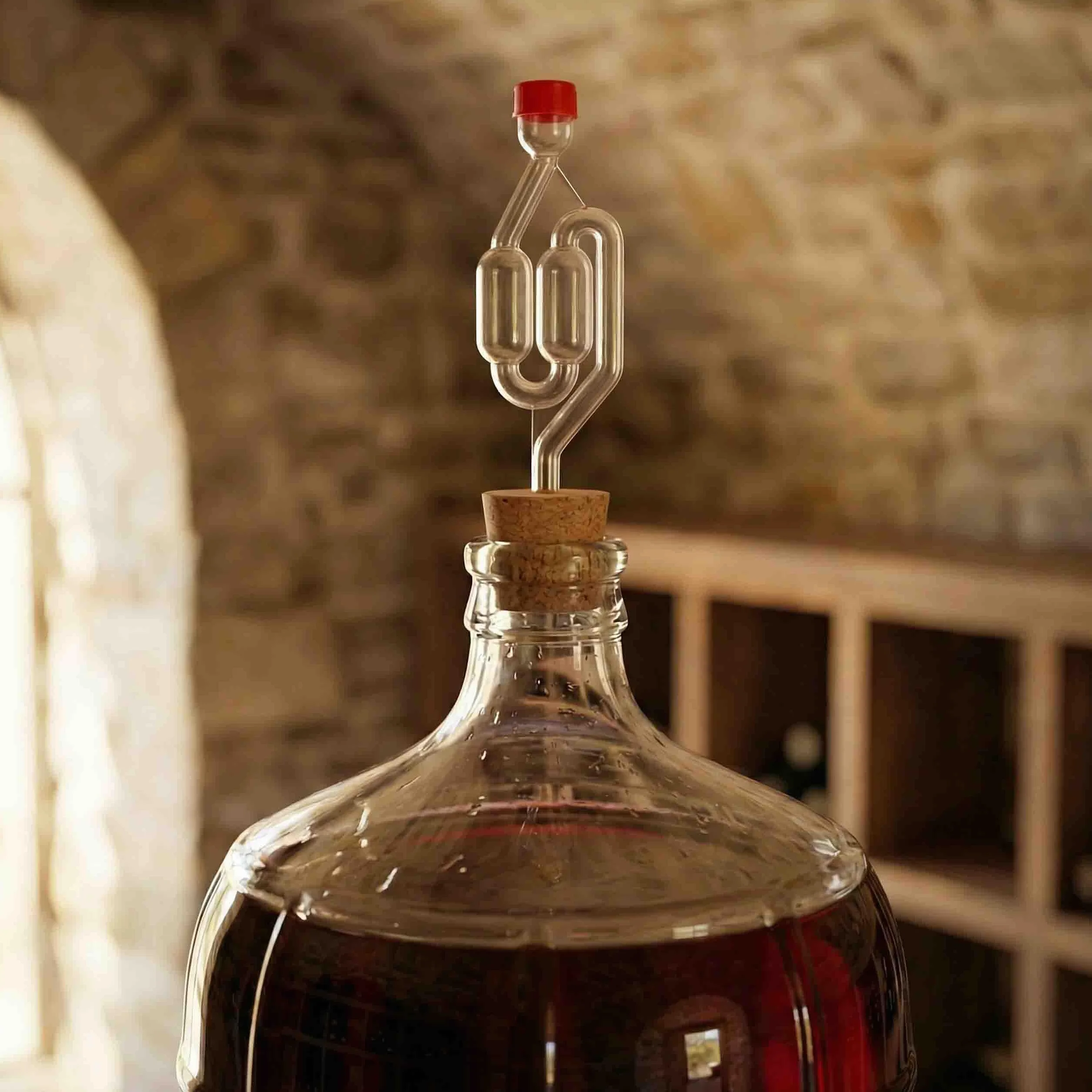 Lantelme Tubo de fermentación rojo de plástico para vino, cerveza, chucrut, kimchi