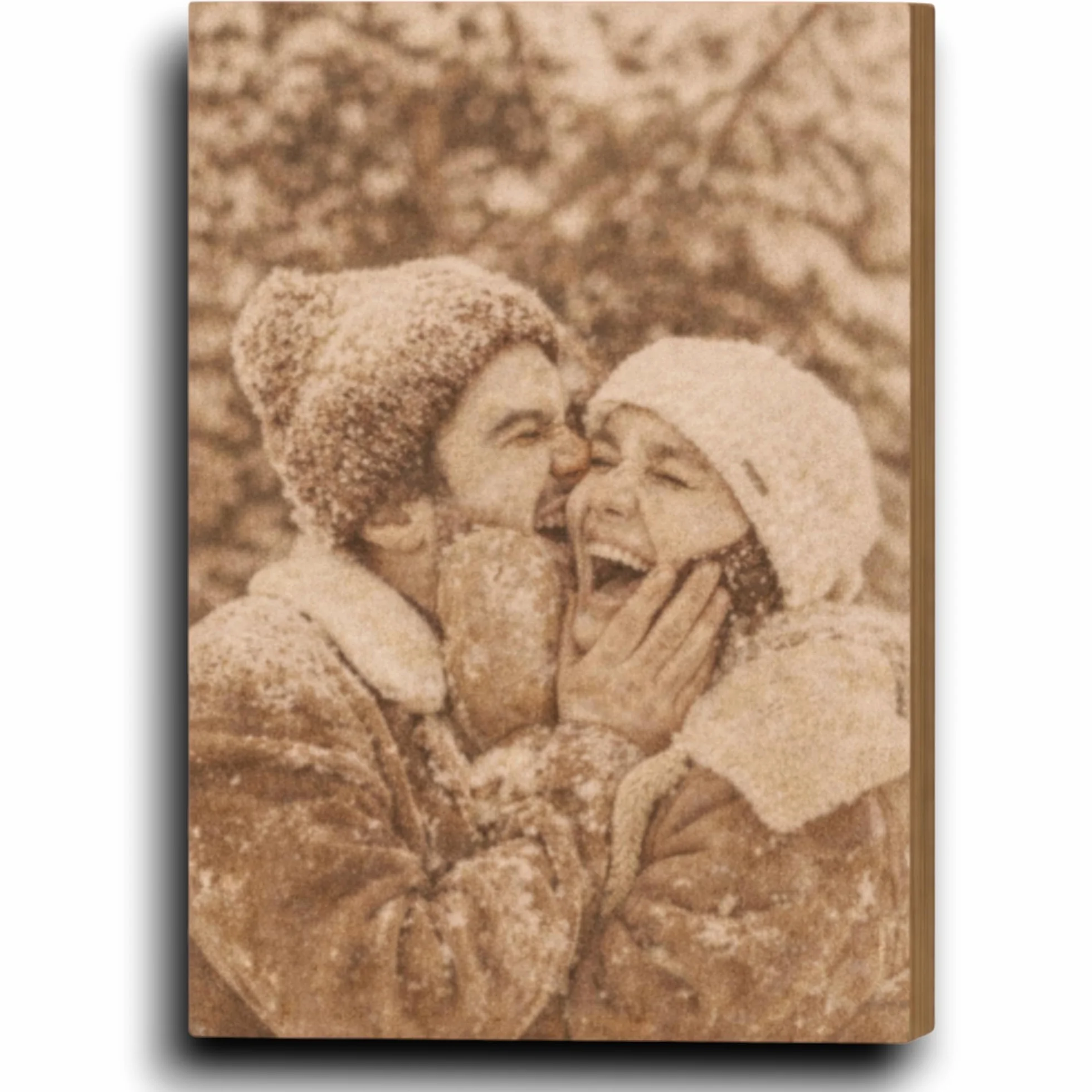 Regalo Personalizado para Pareja con Foto y Texto en Madera Natural - Cuadro Romántico Grabado con Imagen y Dedicatoria para Novio o Novia