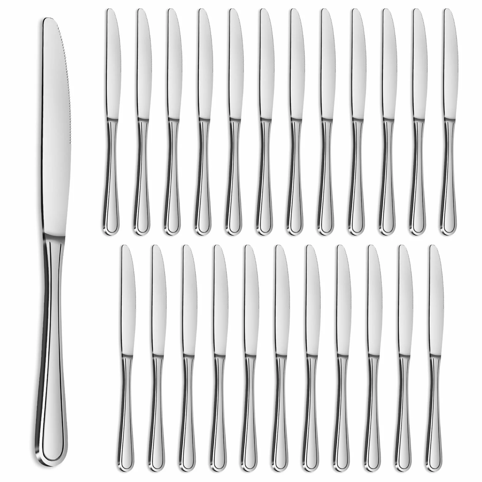 Cuchillo de mesa, cuchillo de mantequilla de acero inoxidable, 24 unidades (22,7 cm, 8,94 pulgadas), juego de cuchillos de desayuno/cuchillo de mantequilla/cuchillo para casa, restaurante,