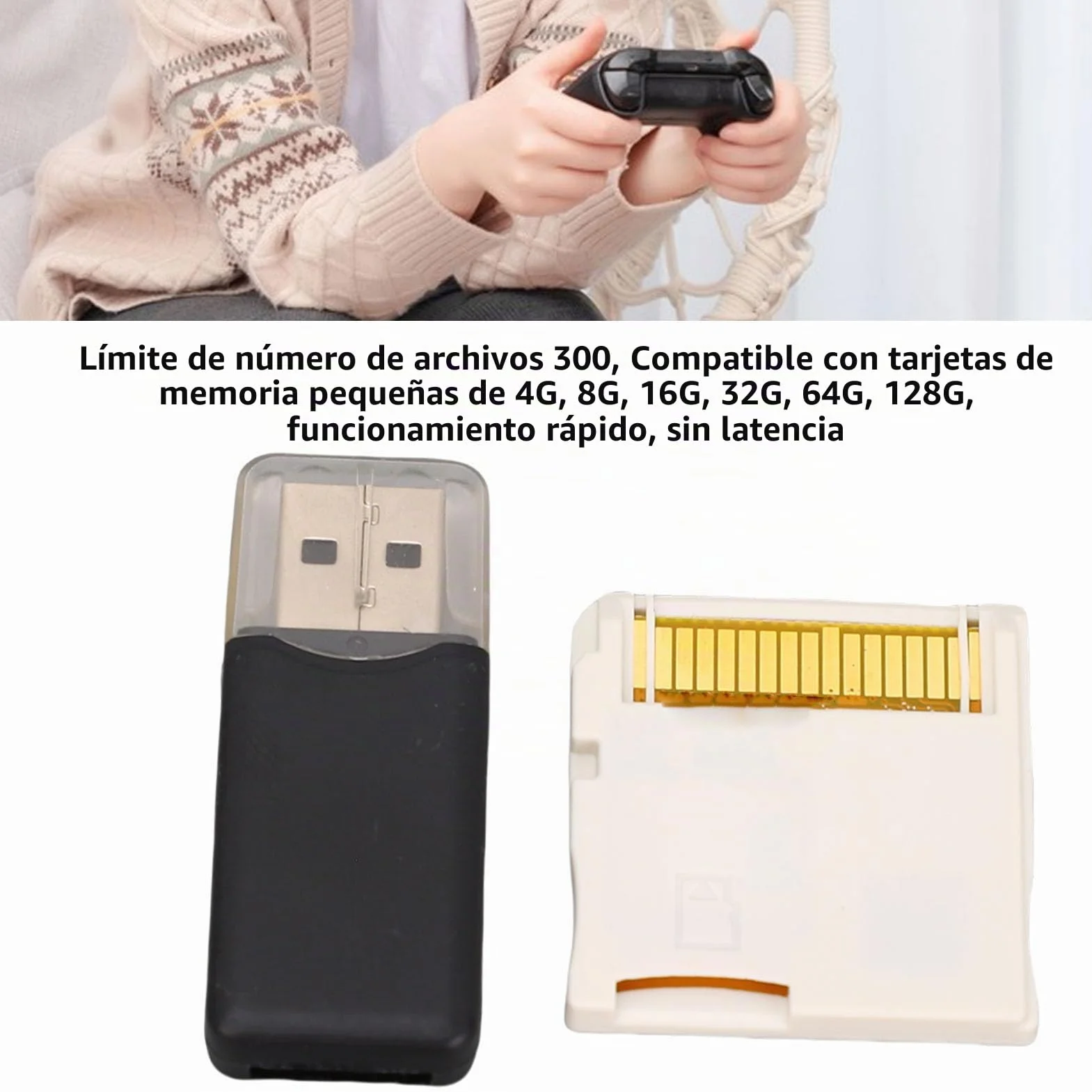 Tarjeta de Memoria para Videojuegos R4, Tarjeta Flash con Chip ASIC con Lector, Interfaz Personalizable para Consola de Juegos 2DS 3DS, Actualización 2025 (White)