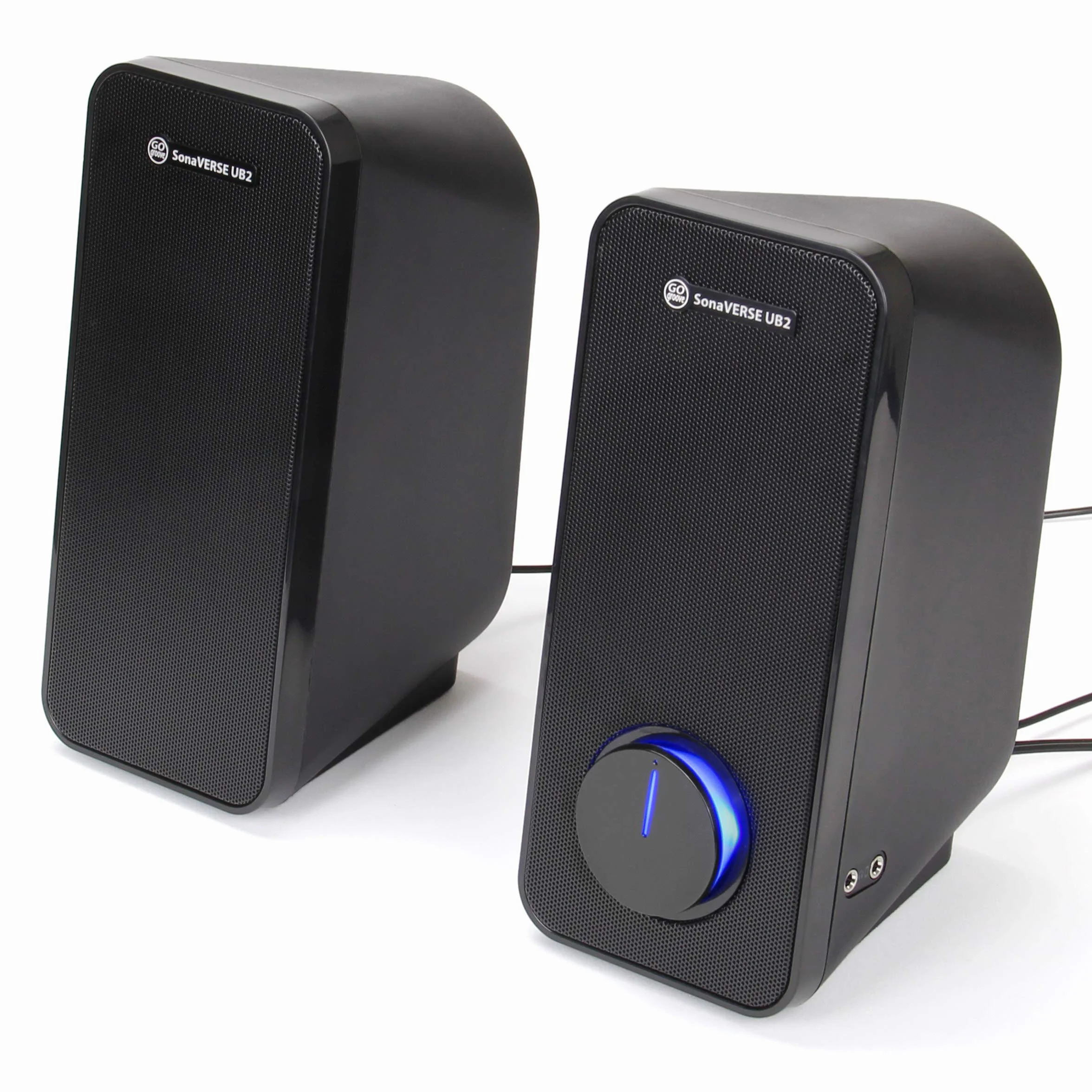 GOgroove Altavoces de PC Carga USB para Ordenadores y portátiles - Controladores de 2 vías Mejoran la claridad y los Bajos, Toma de Entrada para Auriculares y AUX Incorporado