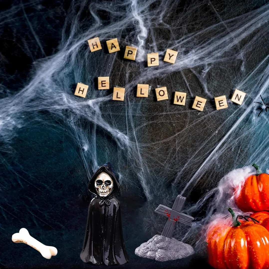 Decoraciones de Halloween, esqueleto fantasma para decoración de escritorio y macetas