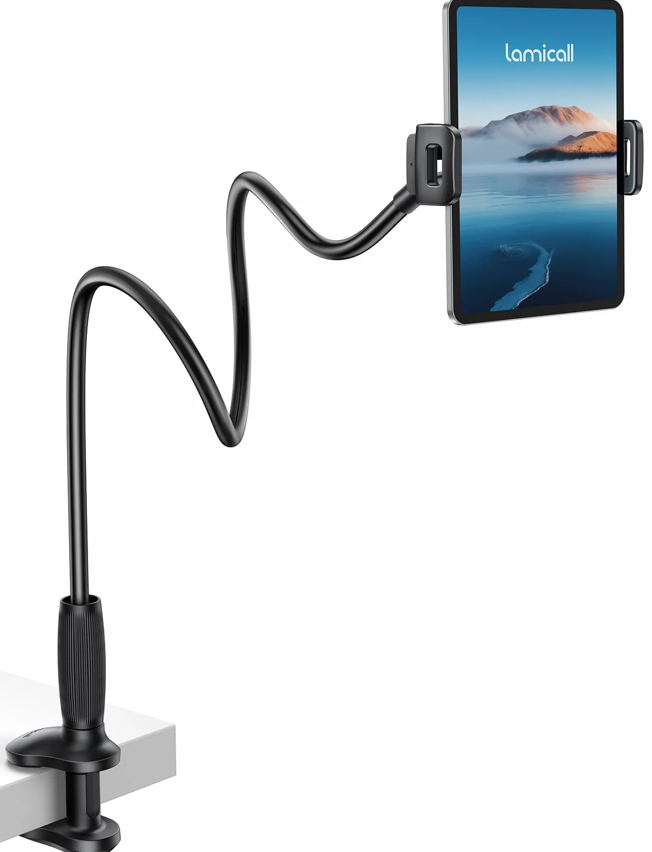 Lamicall Soporte Tablet con Cuello de Cisne - [Diseño Cónico - Base Estable, Brazo Flexible] 85cm Soporte iPad para Cama y Mesa, 360° Rotación, para iPad Pro Air Mini, Kindle, Otro 4,7-13" Dispositivo