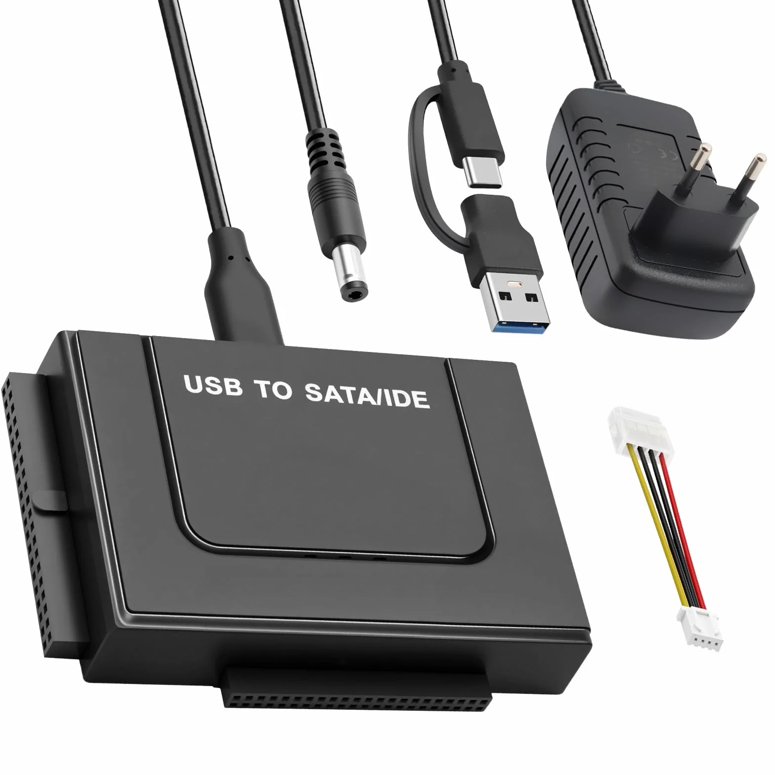 6Gbps Adaptador Lector Discos Duros USB3.1, Adaptador USB IDE para 2,5'' y 3,5'' IDEy SATA HDD/SSD,ConversorAdaptador de Disco Duro USB3.1 a IDE/SATA para Windows/Linux/MacOS