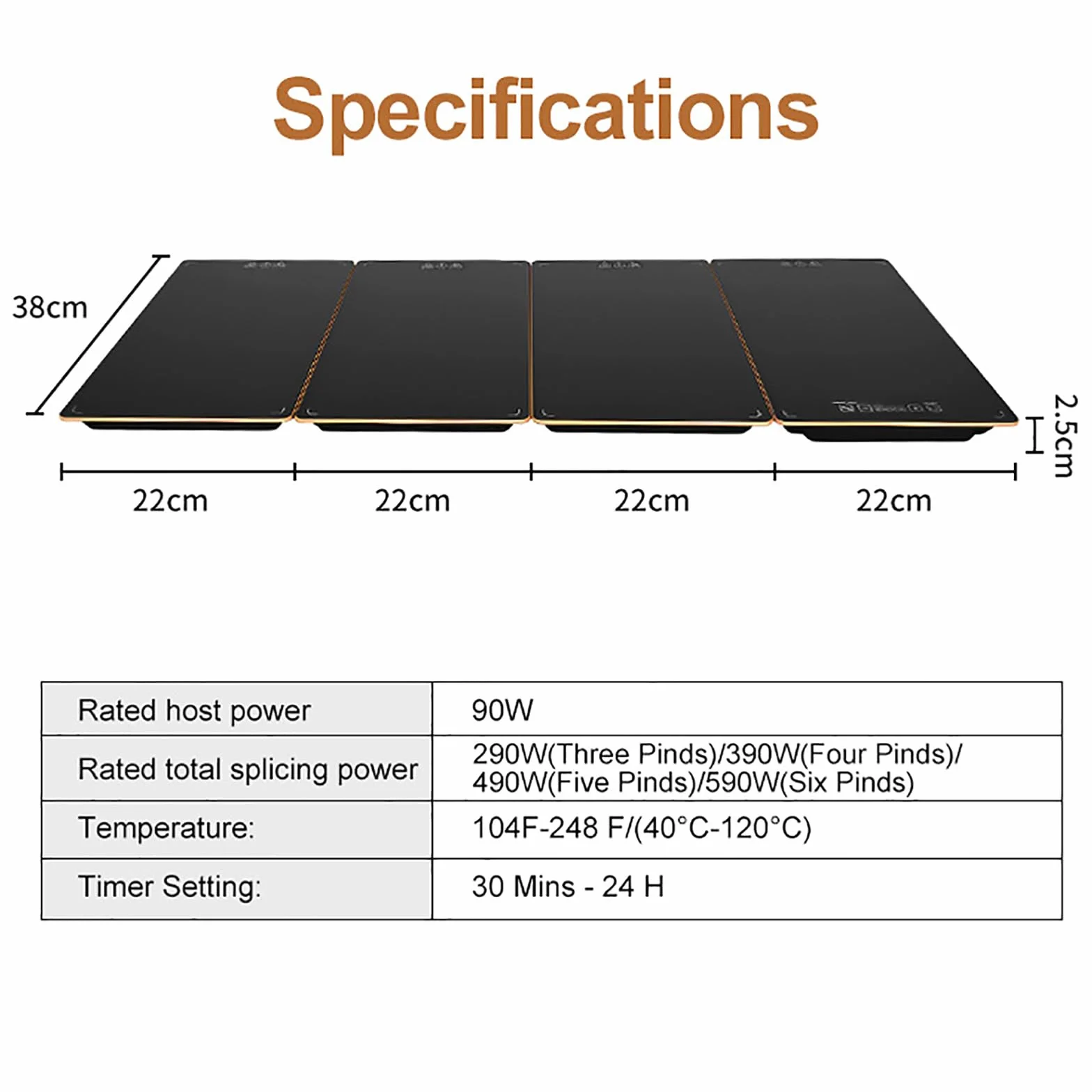 Bandeja de Calentamiento Eléctrica 8 Niveles Temperatura Temporizador 88 cm Expandible 4 en 1 para Fiestas Catering