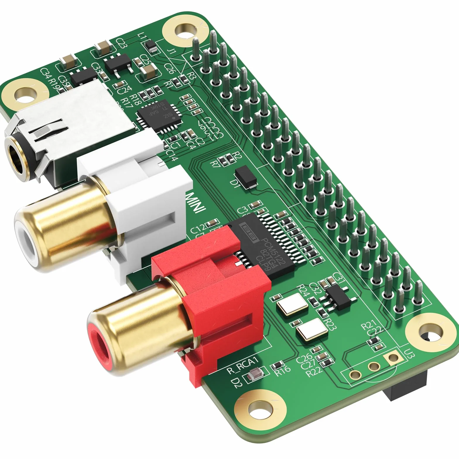 InnoMaker DAC Mini Hat PCM5122 - Tarjeta de audio para Raspberry Pi 5/4/3B+/Zero 2W, HiFi Shield 384 kHz/32bit DAC con RCA y salida de 3,5 mm