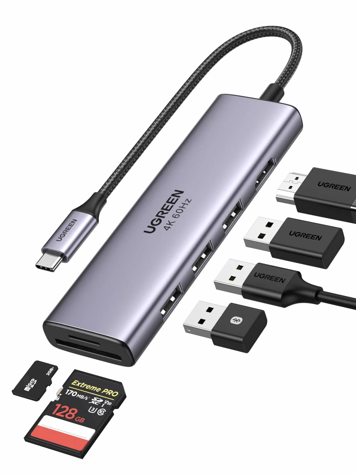 UGREEN Hub USB C 4K 60Hz, 6 En 1 USB C Hub a HDMI 4K 60Hz, USB 3.0 Hub, Lector Tarjeta SD TF, Adaptador USB C Compatible con Macbook Air M1 Macbook Pro 2020 2019 XPS 15, iPad Pro 2021 2020, Galaxy S22