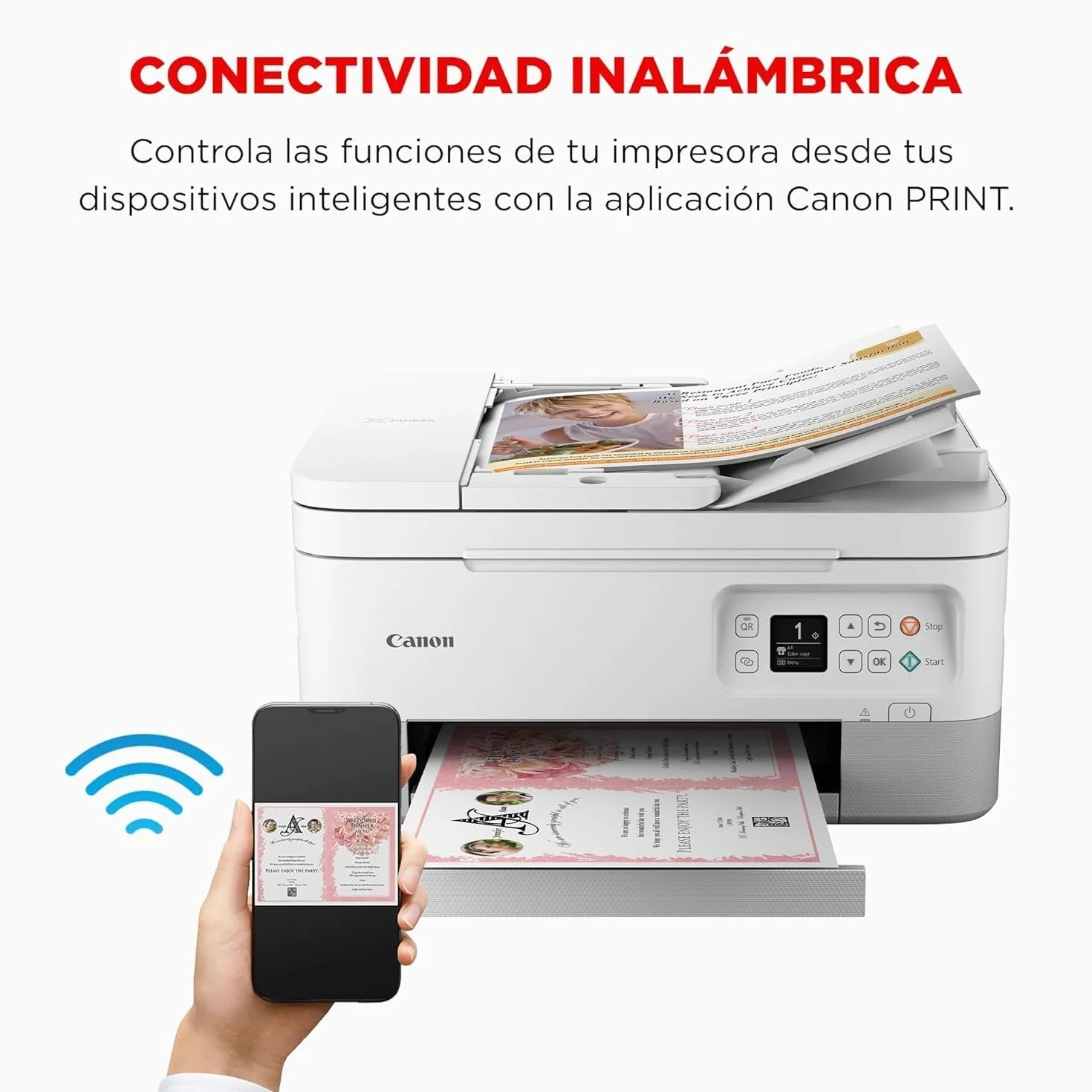 Canon Pixma TS7451i Impresora Multifunción 3 en 1, Sistema de Inyección de Tinta, Impresión, Escaneo y Copia, WiFi, Pixma Print Plan, Impresión a Doble Cara, ADF de 35 Hojas, Bandeja Posterior,Blanca