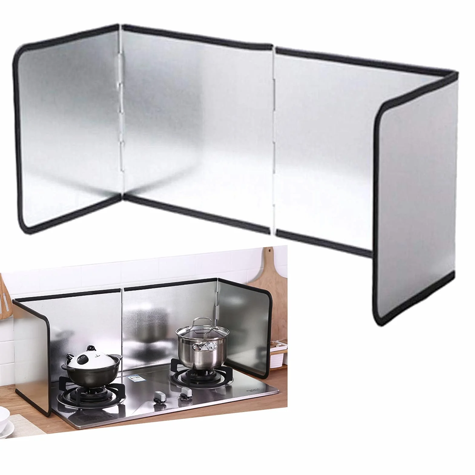 Pantalla Antiadherente de Tres Lados Protector contra Salpicaduras de Cocina Plegable (XL)