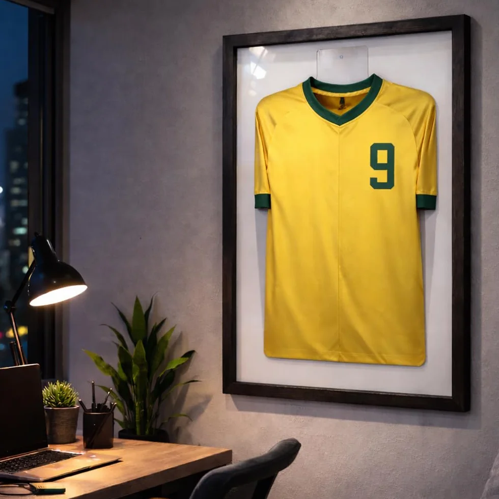 Marco para Camiseta de Fútbol 58x78 cm con soporte de Metacrilato Negro fondo negro